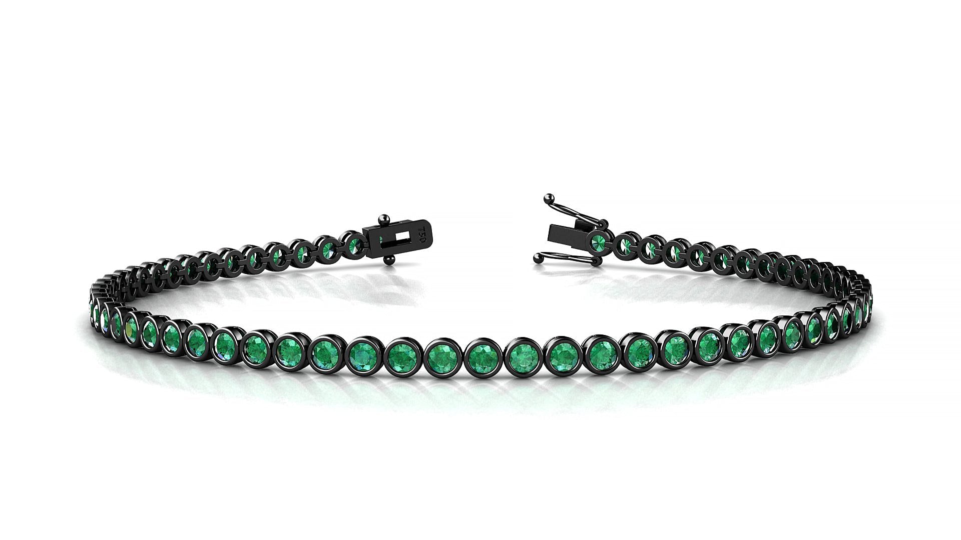 Avila | 18k Black Gold 2 mm Round Natural Emerald Tennis Bracelet