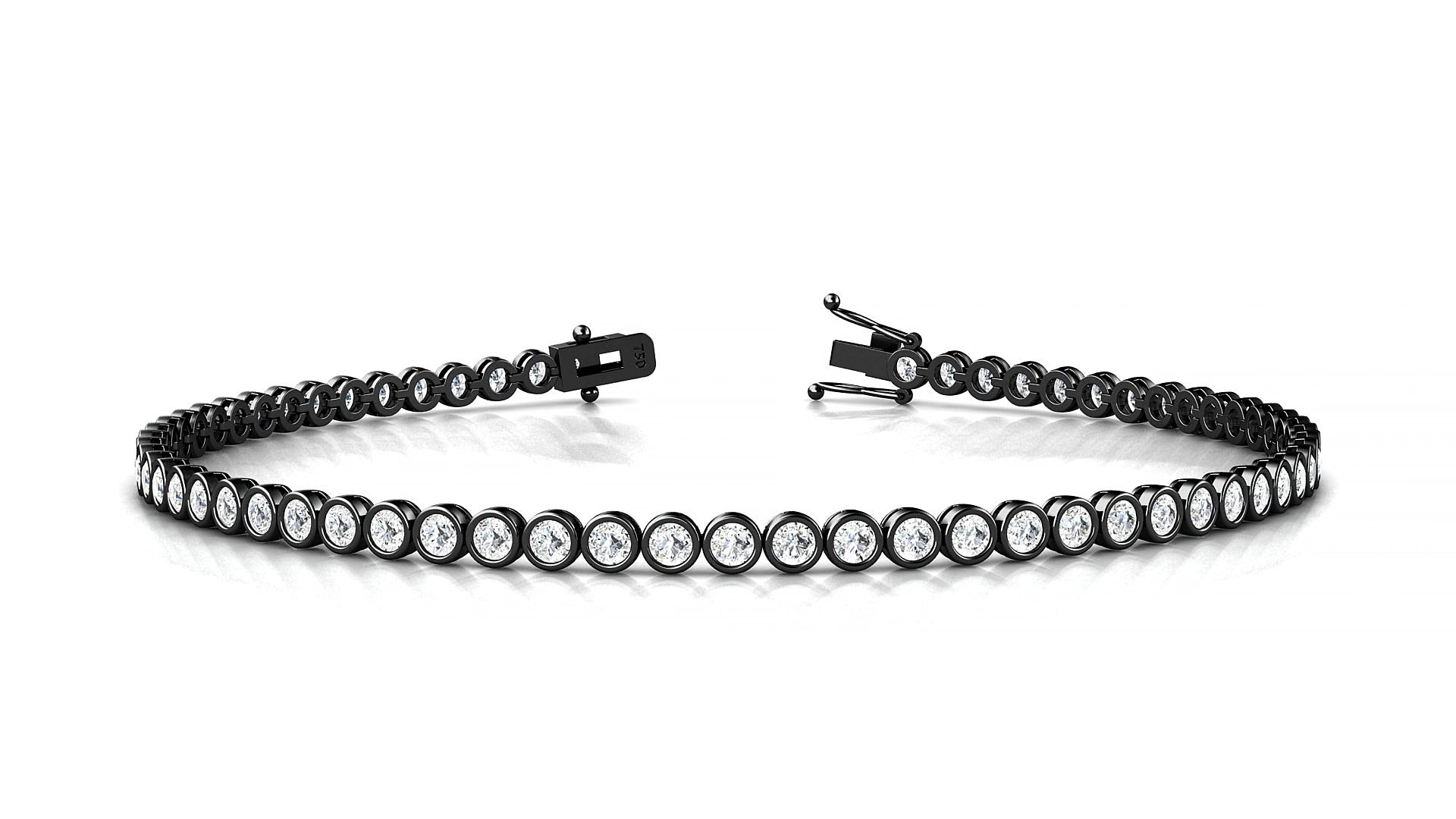 Avila | 18k Black Gold 2 mm Round Lab-Grown Diamond 18 cm Tennis Bracelet