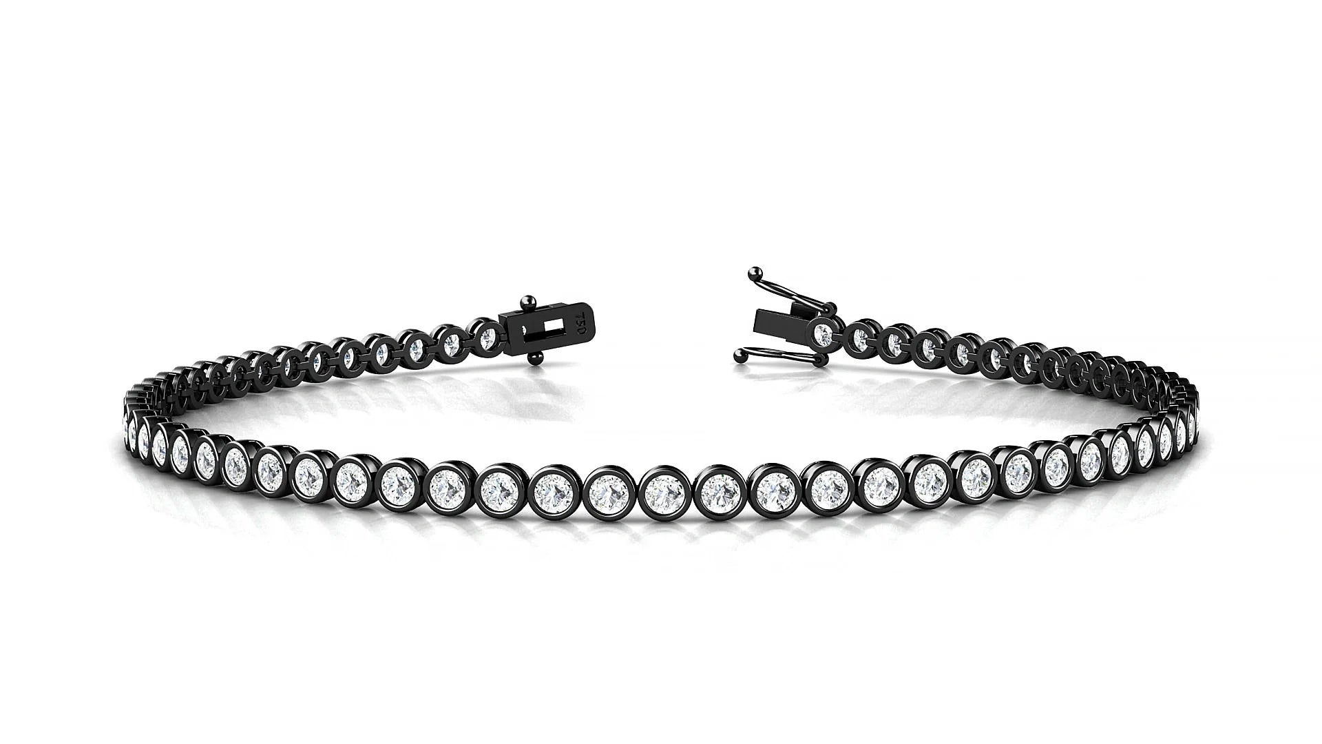 Avila | 18k Black Gold 2 mm Round Lab-Grown Diamond 18 cm Tennis Bracelet