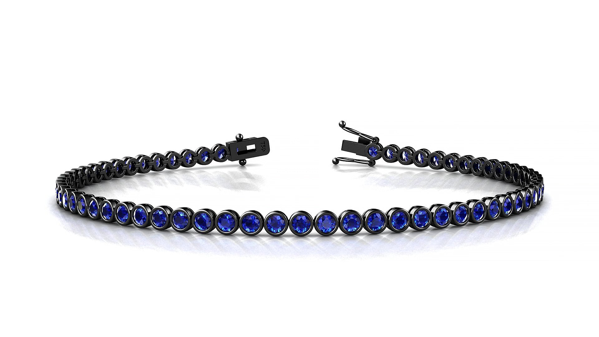 Avila | 18k Black Gold 2 mm Round Natural Sapphire 19 cm Tennis Bracelet