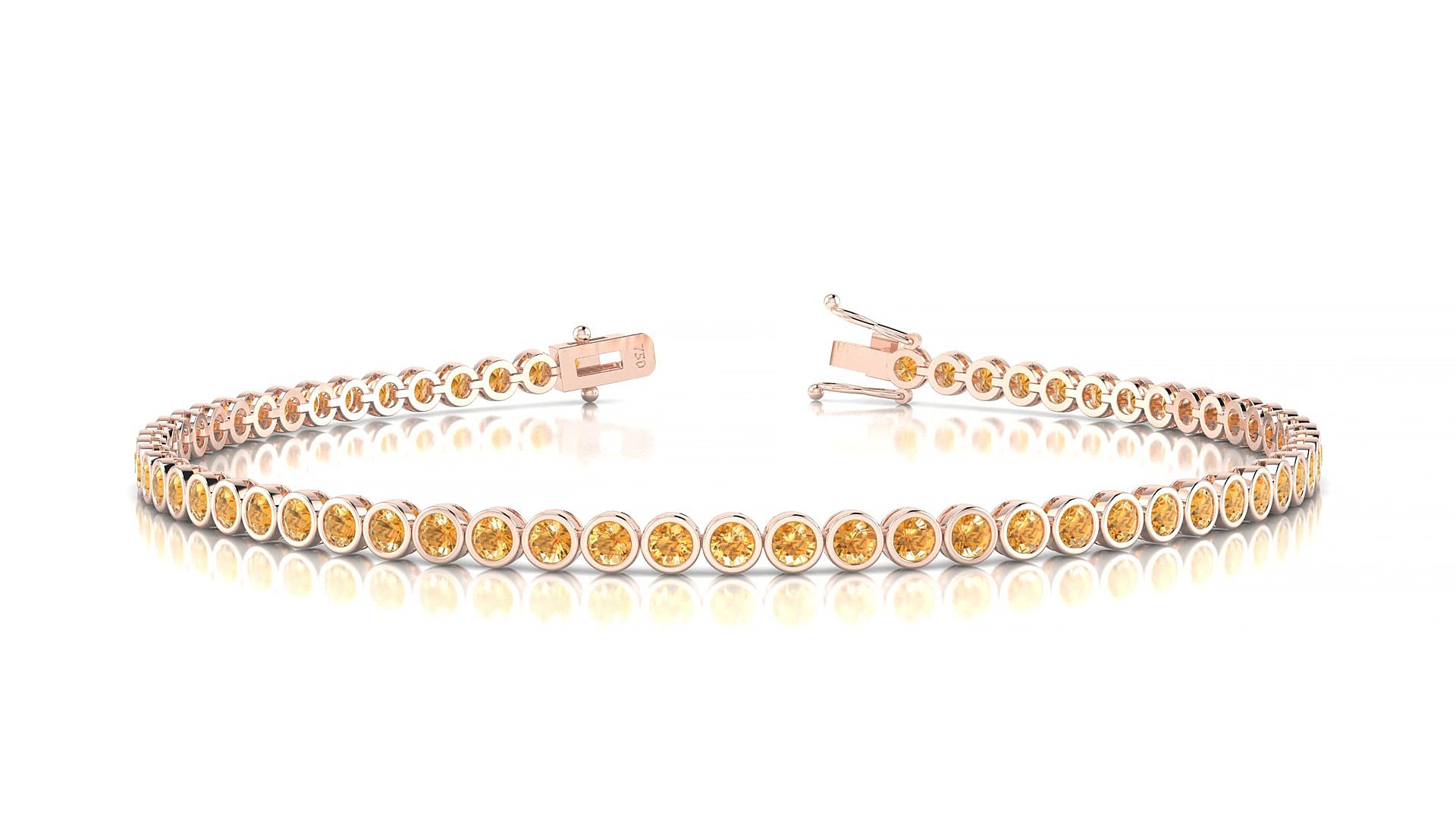 Avila | 18k Rose Gold 2 mm Round Natural Citrine 17 cm Tennis Bracelet