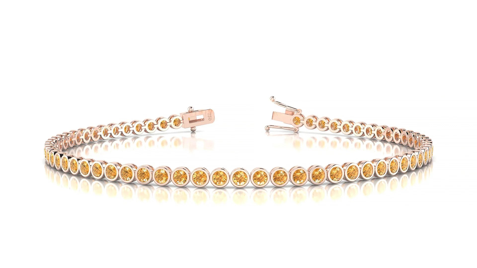 Avila | 18k Rose Gold 2 mm Round Natural Citrine Tennis Bracelet