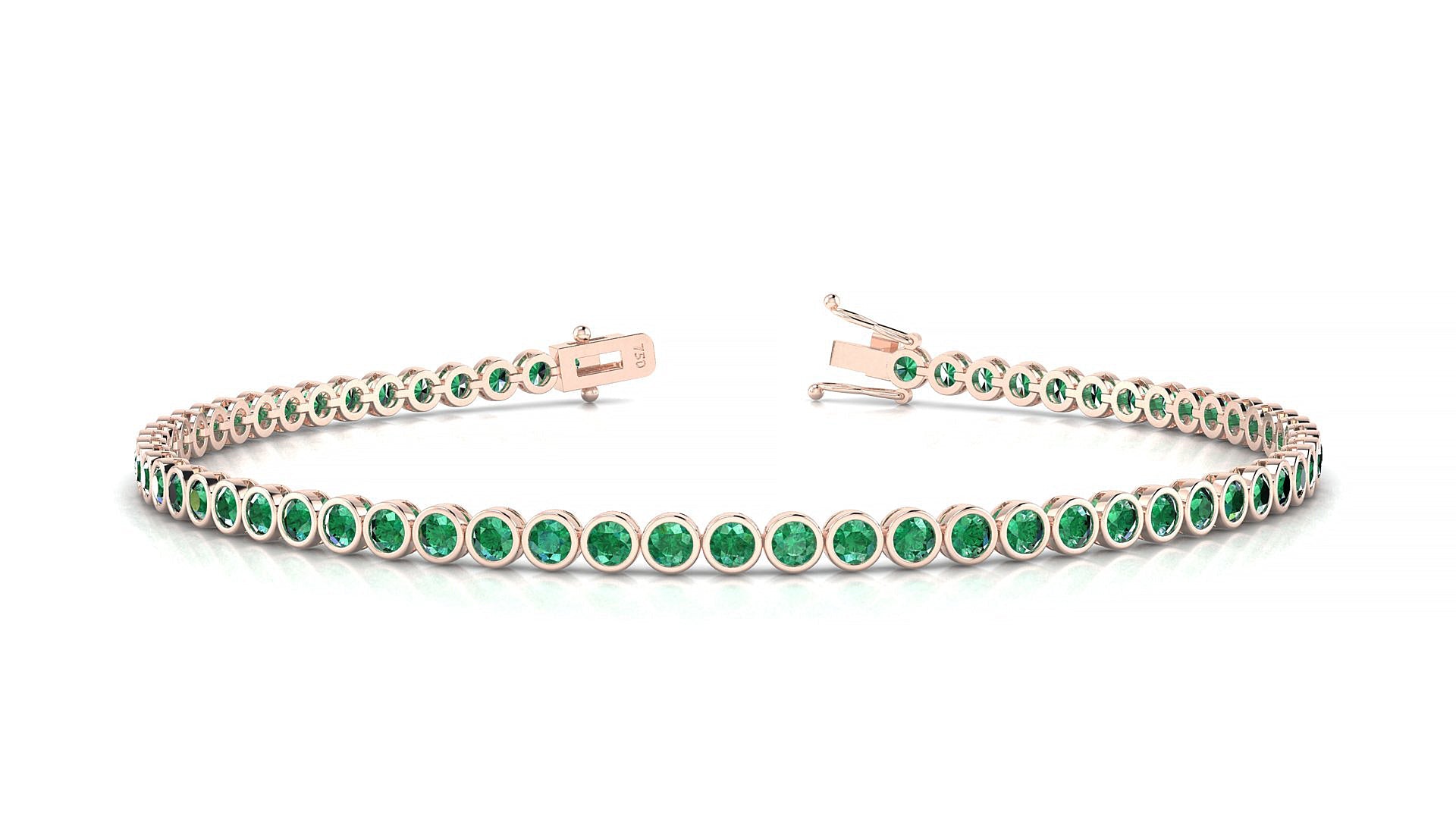 Avila | 18k Rose Gold 2 mm Round Natural Emerald Tennis Bracelet