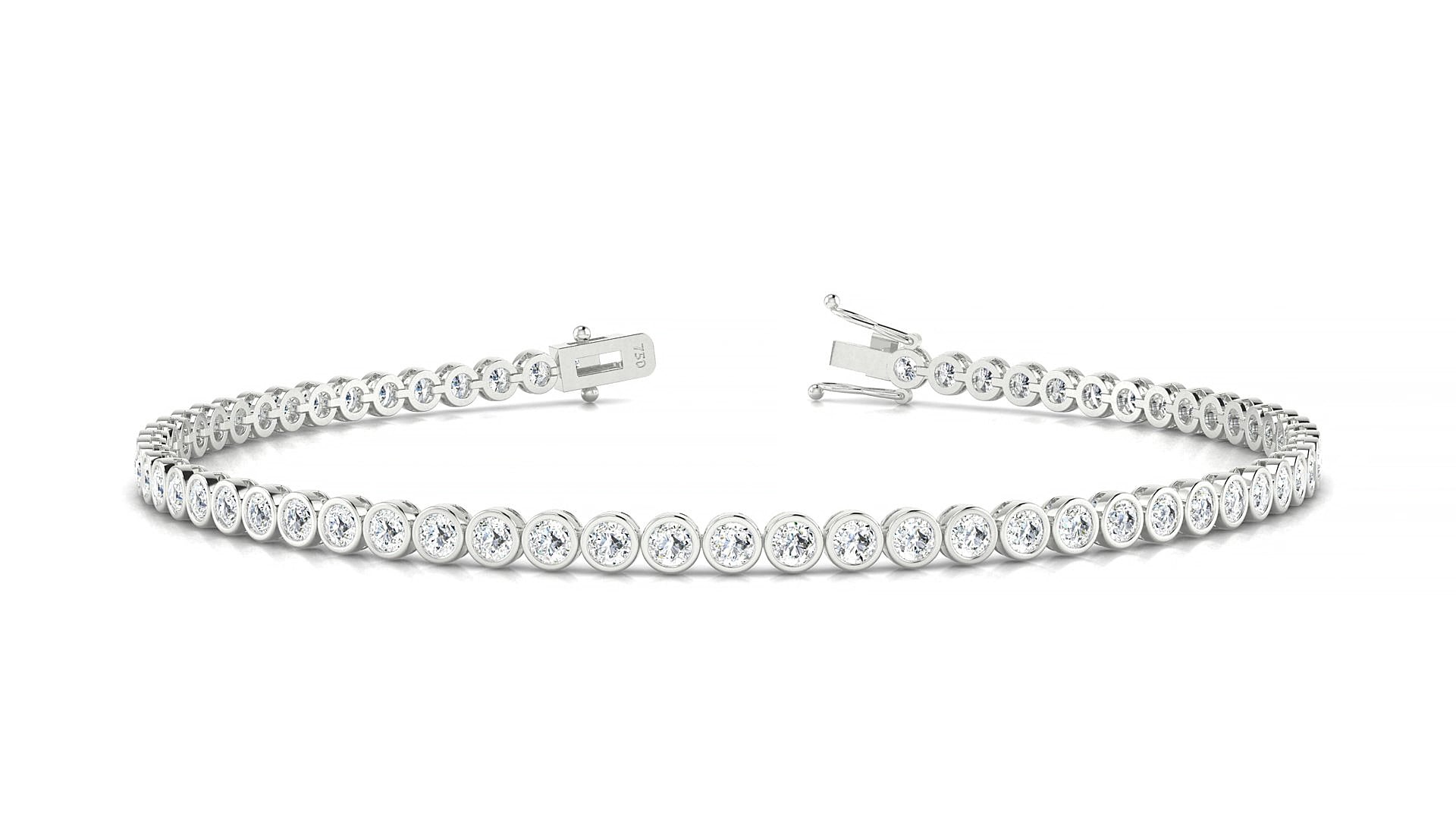 Avila | 18k White Gold 2 mm Round Lab-Grown Diamond 15 cm Tennis Bracelet