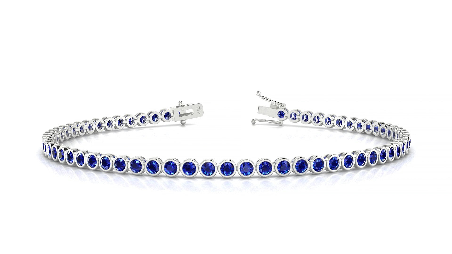 Avila | 18k White Gold 2 mm Round Natural Sapphire 15 cm Tennis Bracelet