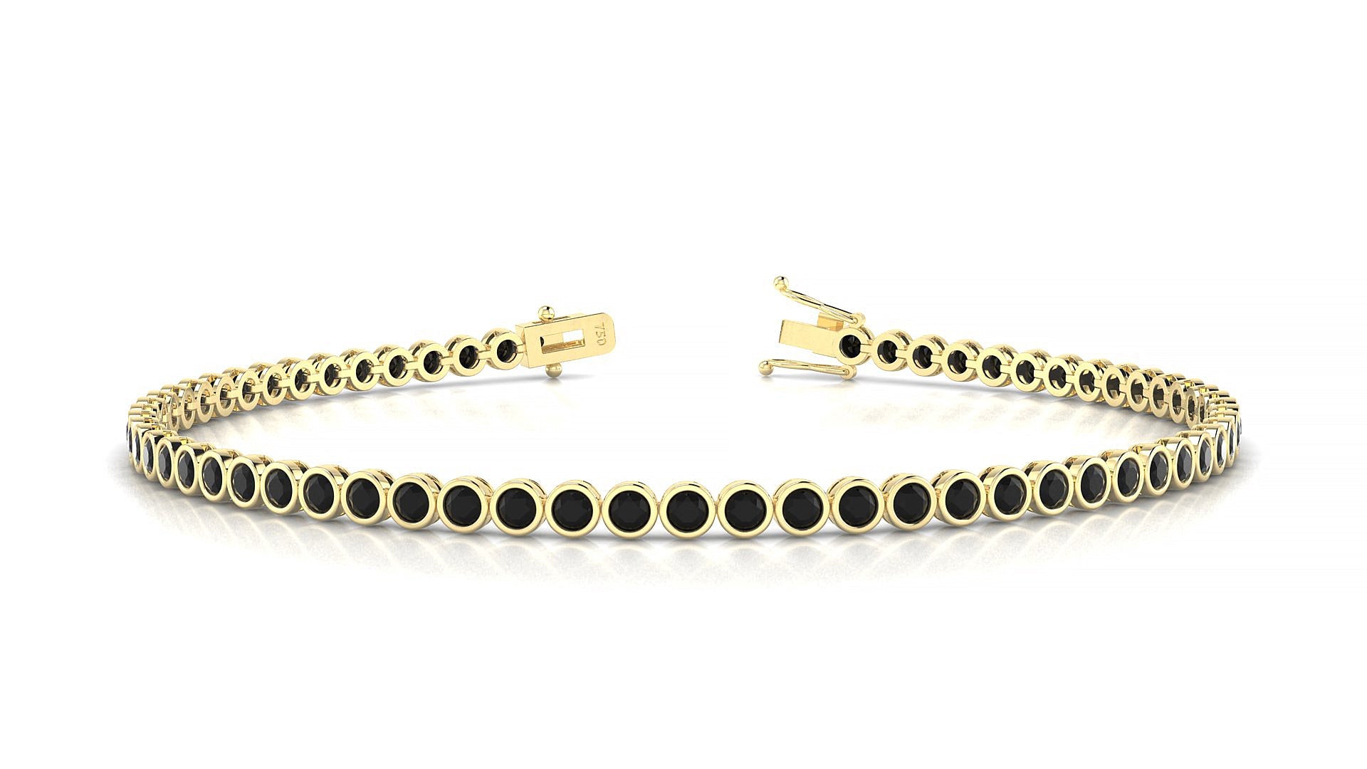Avila | 18k Yellow Gold 2 mm Round Natural Black Diamond Tennis Bracelet