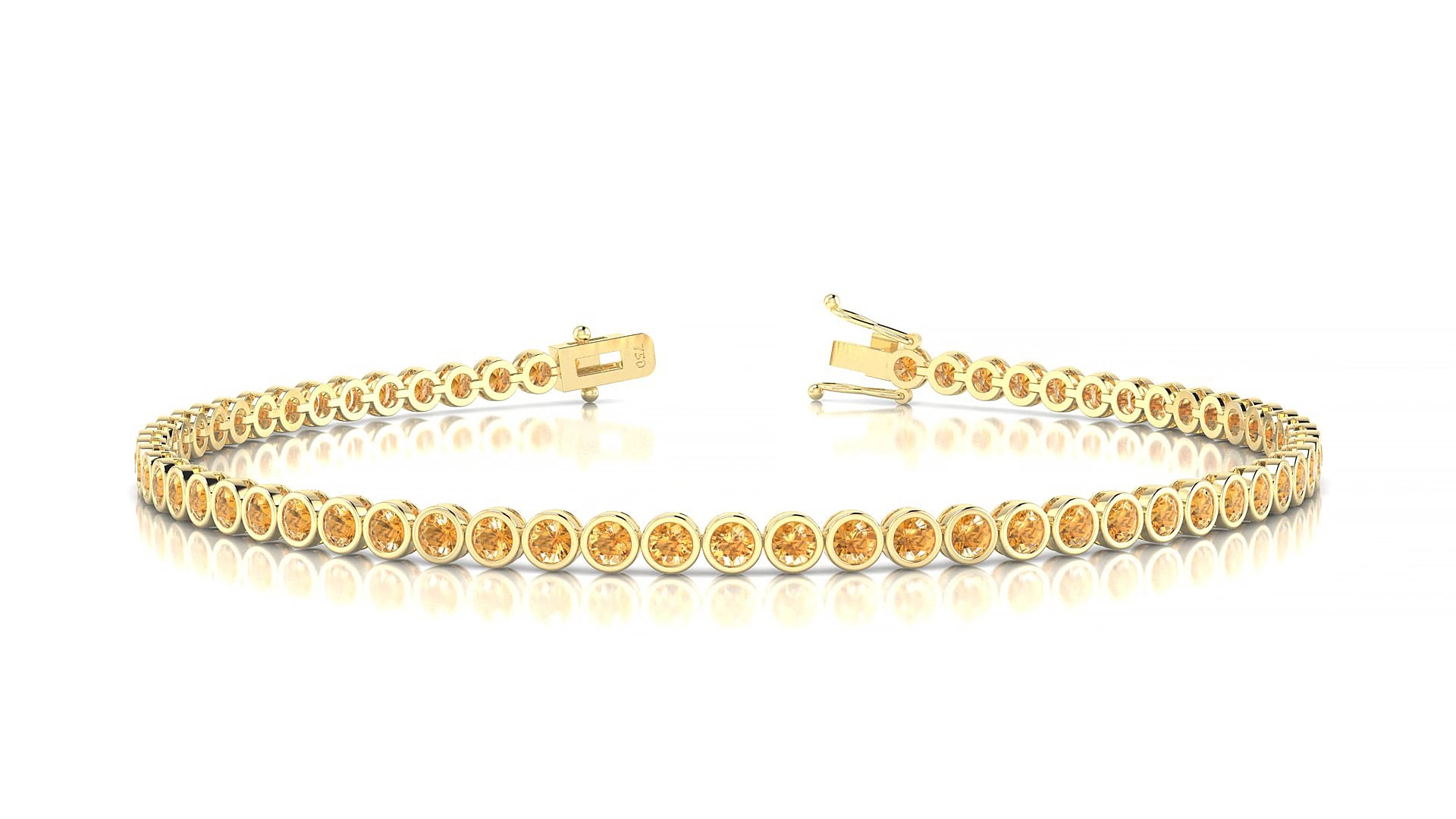 Avila | 18k Yellow Gold 2 mm Round Natural Citrine 20 cm Tennis Bracelet