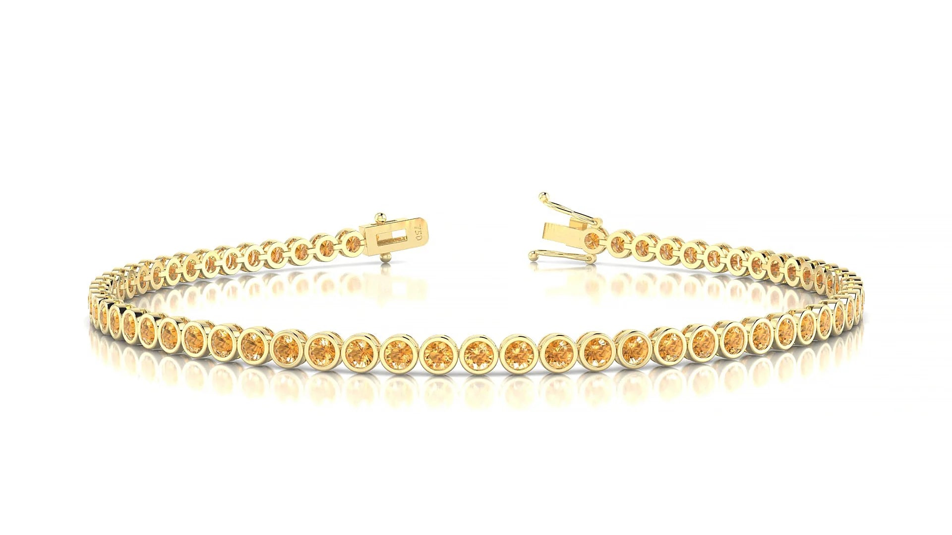Avila | 18k Yellow Gold 2 mm Round Natural Citrine Tennis Bracelet