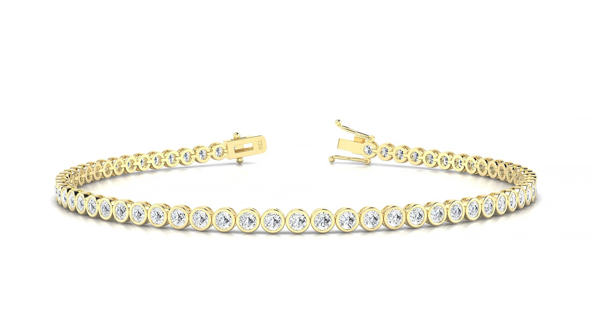 Avila | 18k Yellow Gold 2 mm Round Natural Diamond 16 cm Tennis Bracelet