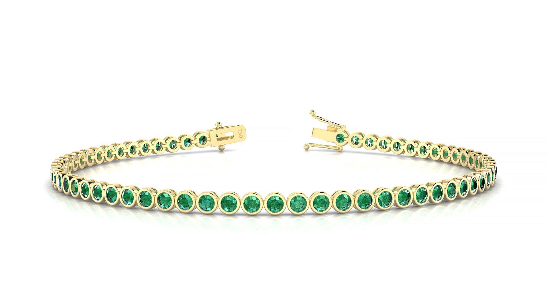 Avila | 18k Yellow Gold 2 mm Round Natural Emerald Tennis Bracelet