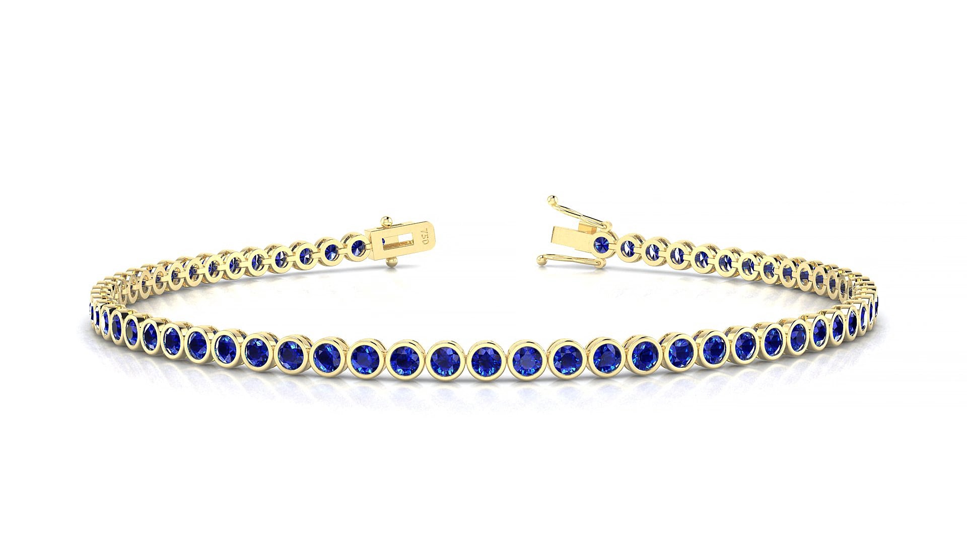 Avila | 18k Yellow Gold 2 mm Round Natural Sapphire 15 cm Tennis Bracelet