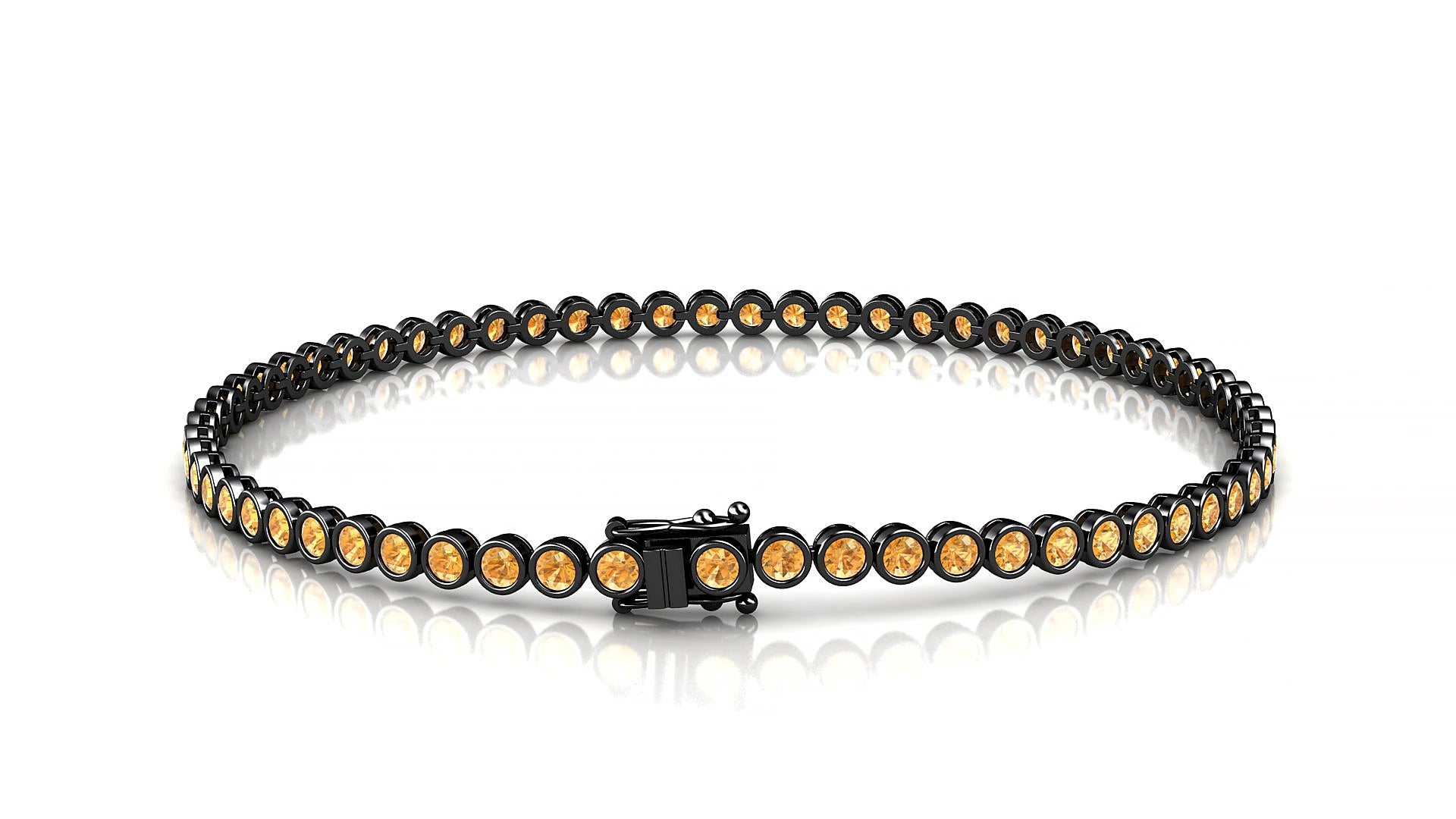 Avila | 18k Black Gold 2 mm Round Natural Citrine 19 cm Tennis Bracelet