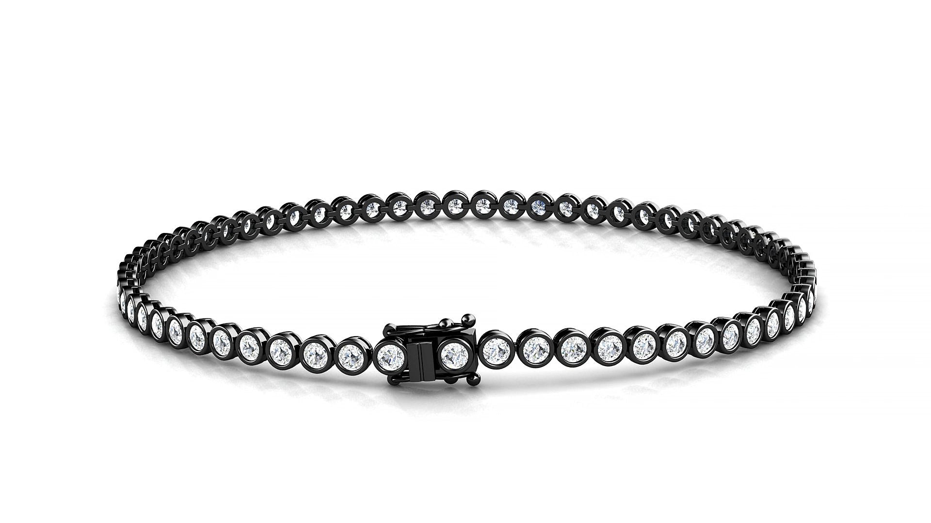 Avila | 18k Black Gold 2 mm Round Lab-Grown Diamond 17 cm Tennis Bracelet