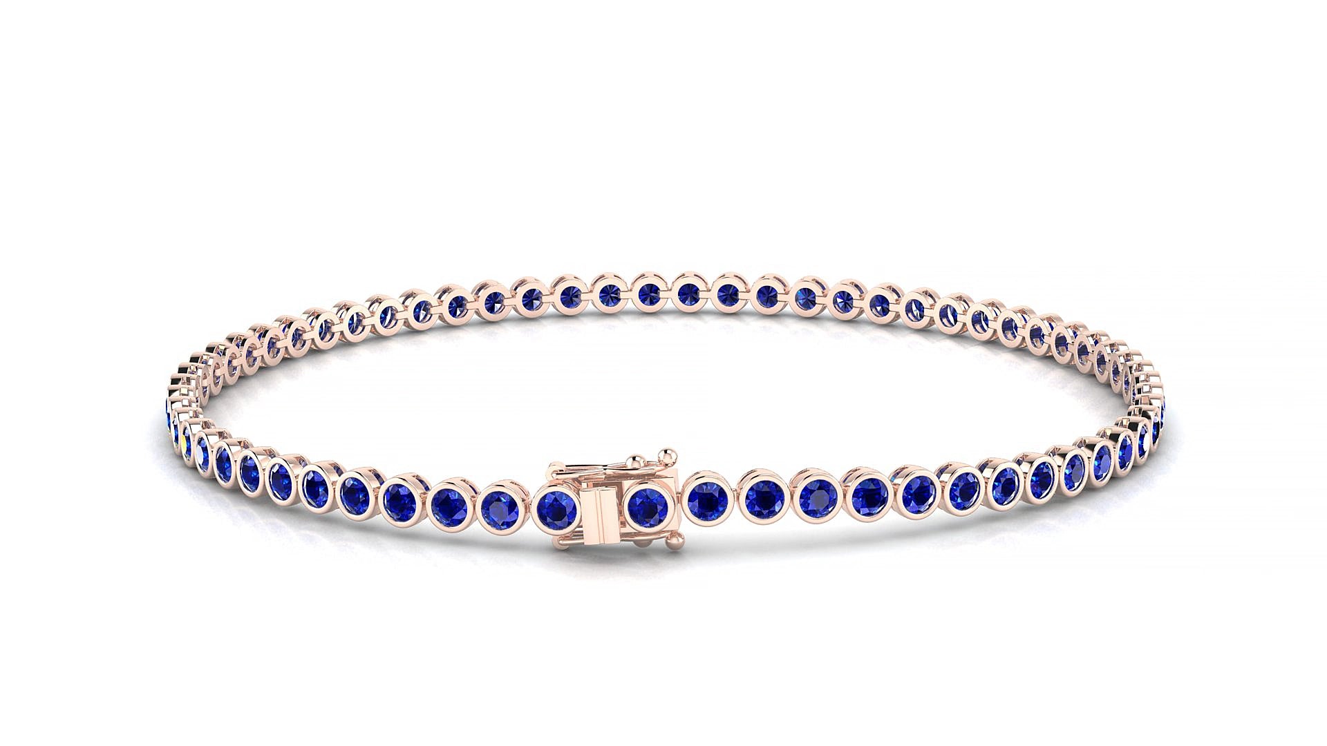 Avila | 18k Rose Gold 2 mm Round Natural Sapphire 15 cm Tennis Bracelet