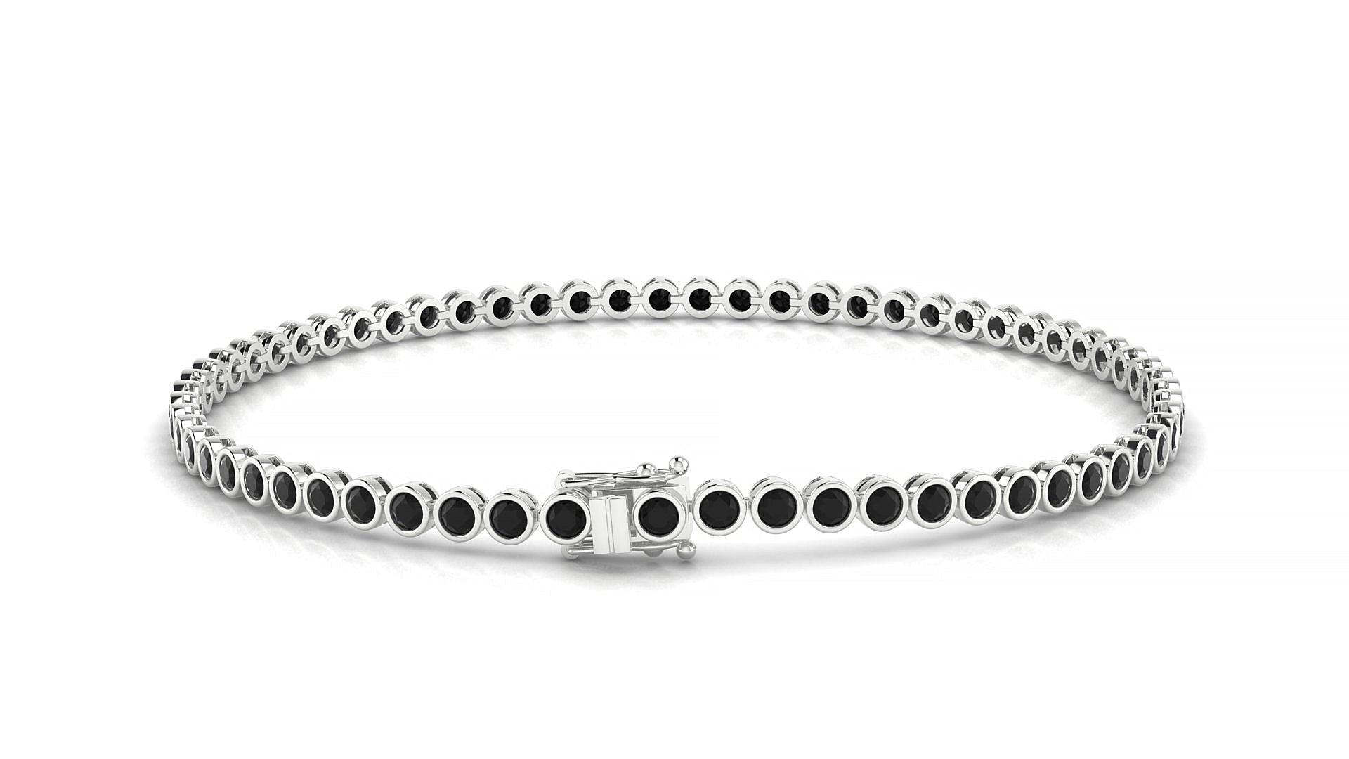 Avila | 18k White Gold 2 mm Round Natural Black Diamond Tennis Bracelet