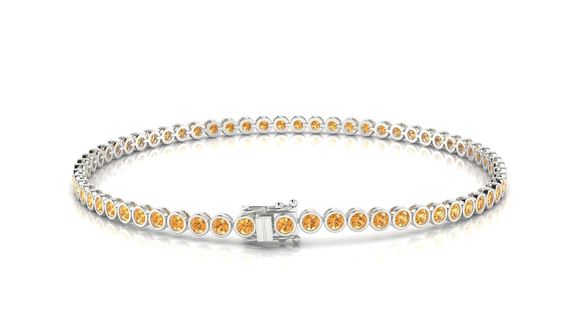 Avila | 18k White Gold 2 mm Round Natural Citrine 17 cm Tennis Bracelet