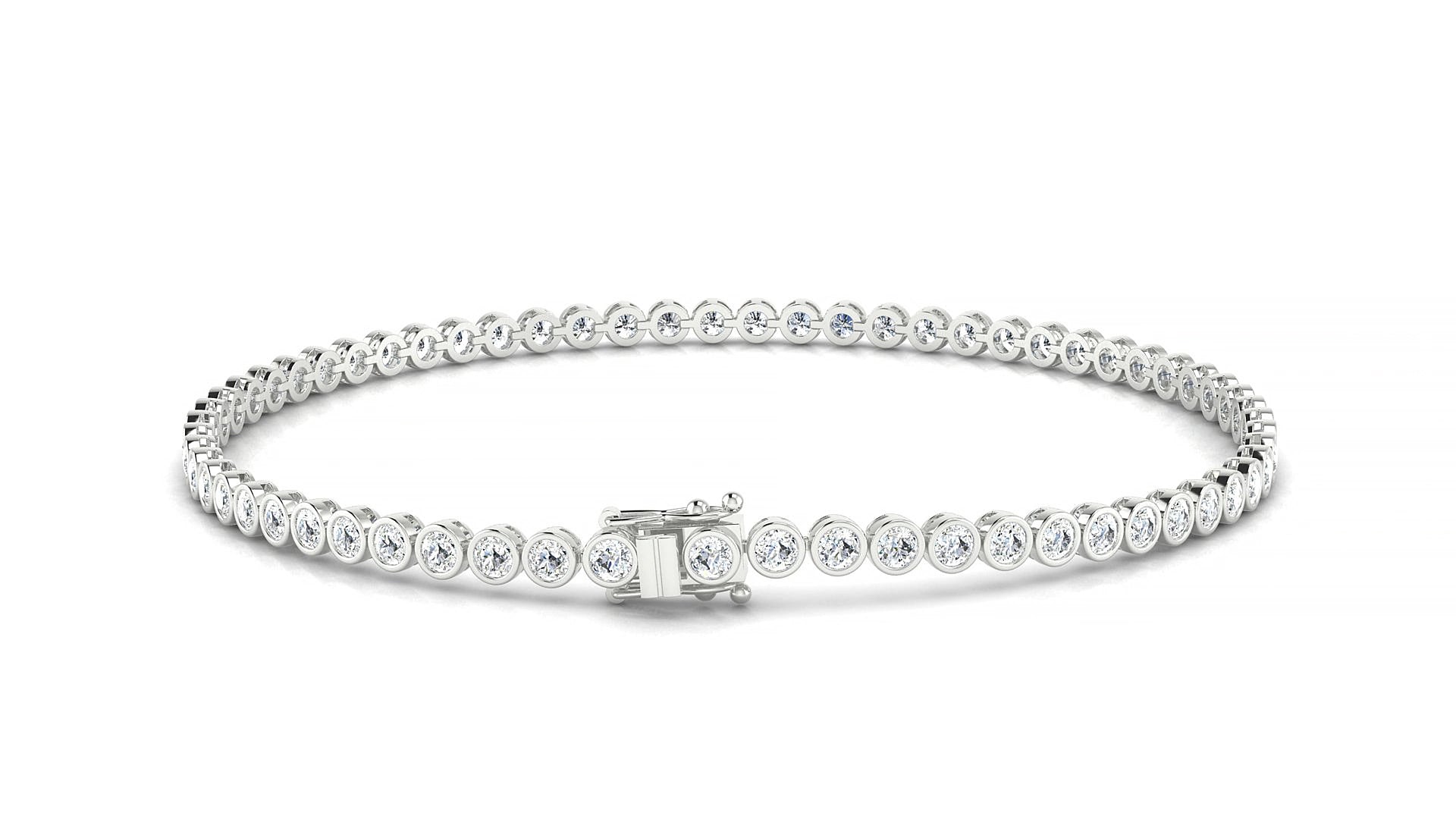 Avila | 18k White Gold 2 mm Round Natural Diamond 15 cm Tennis Bracelet