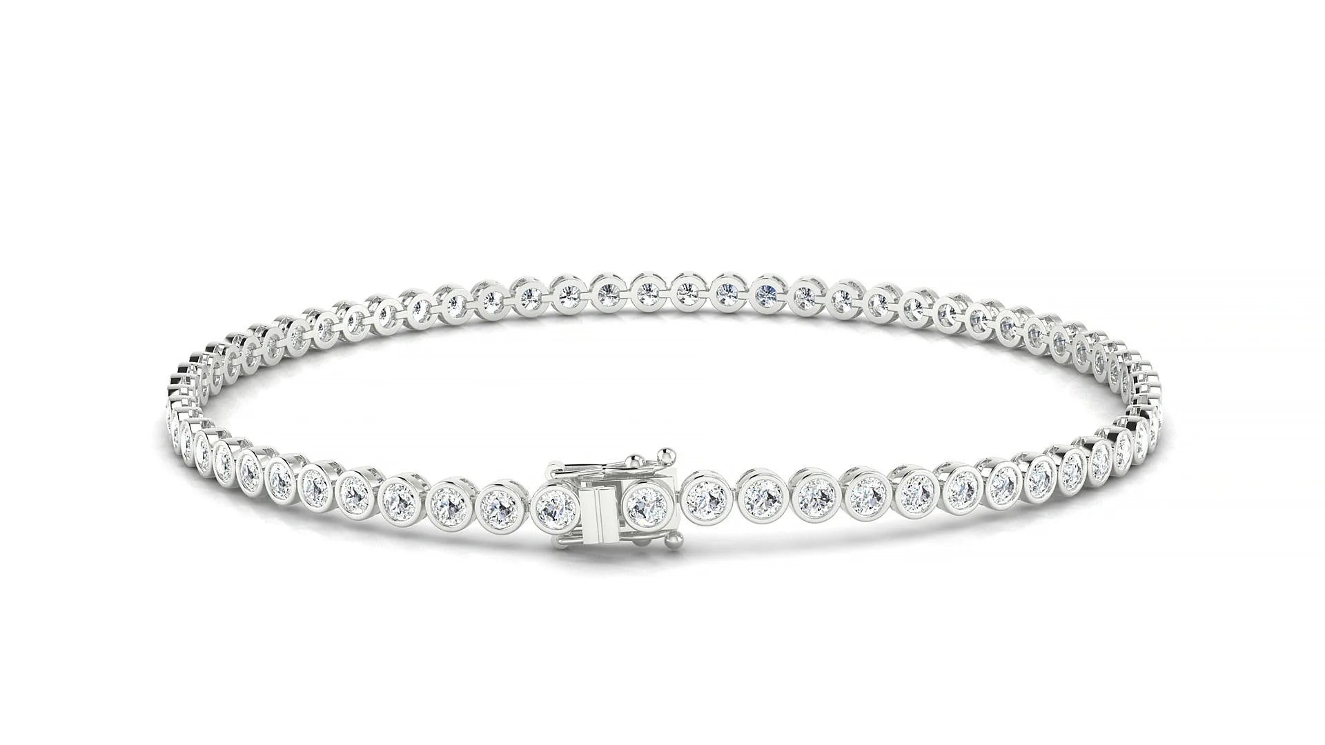 Avila | 18k White Gold 2 mm Round Lab-Grown Diamond 18 cm Tennis Bracelet