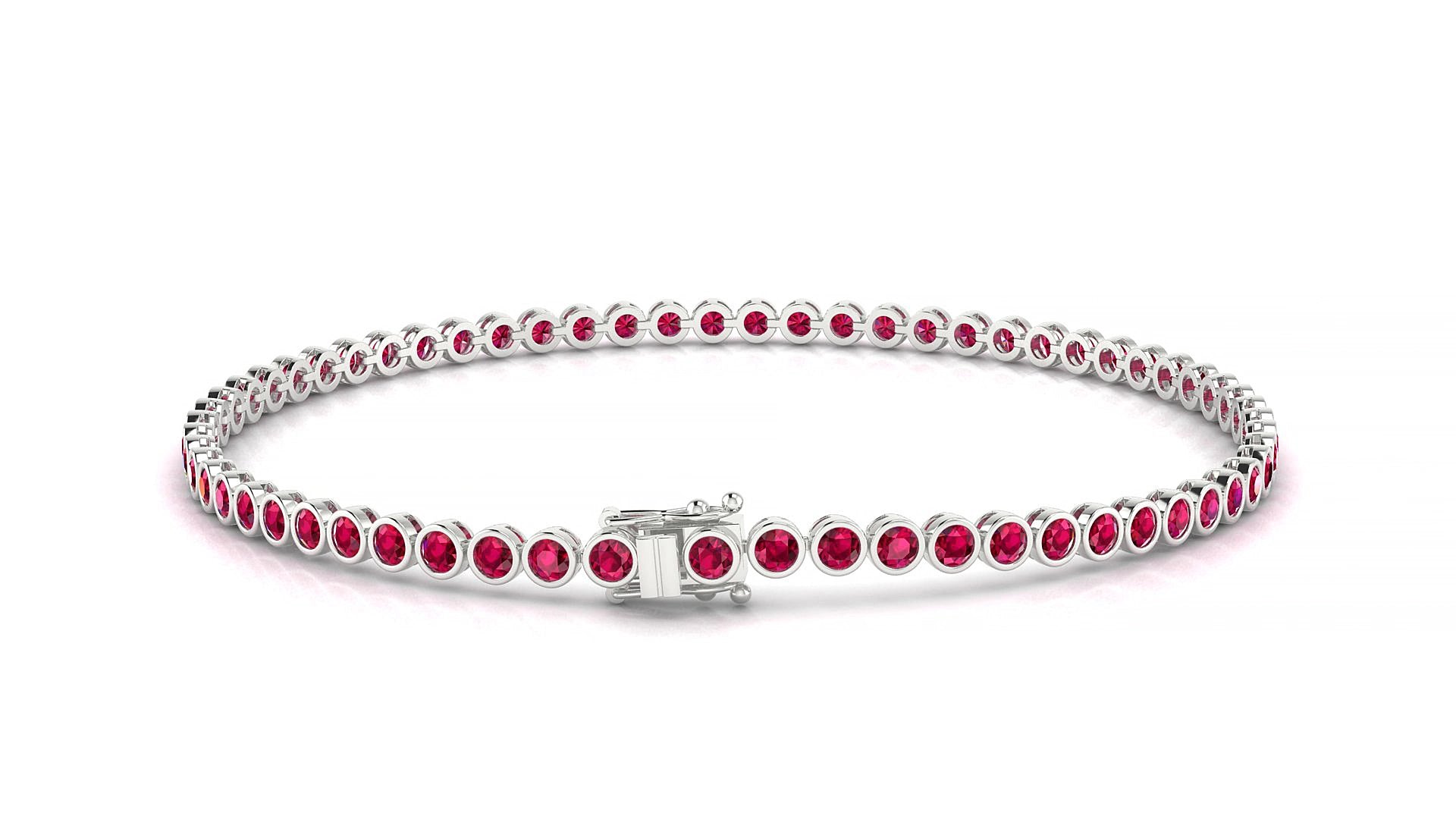 Avila | 18k White Gold 2 mm Round Natural Ruby 17 cm Tennis Bracelet