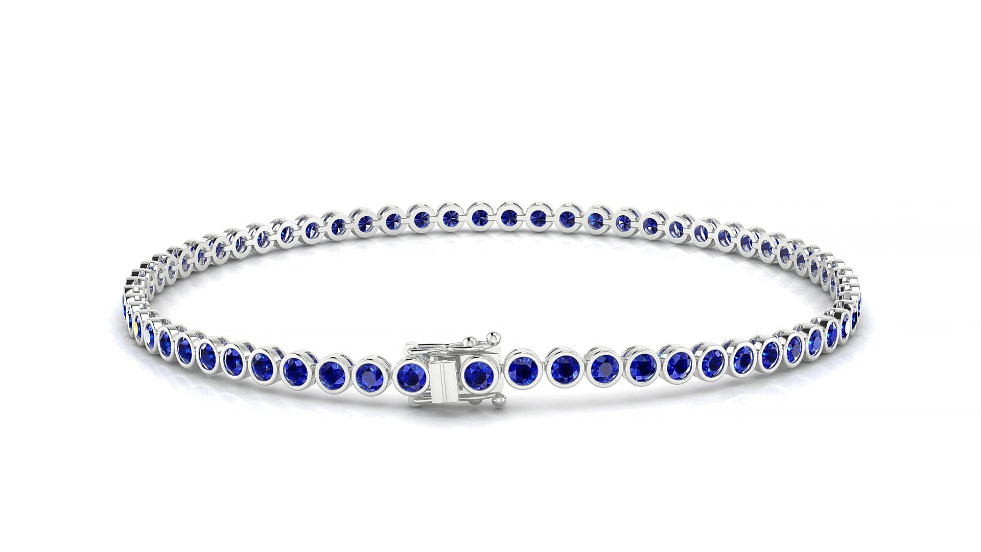 Avila | 18k White Gold 2 mm Round Natural Sapphire 15 cm Tennis Bracelet