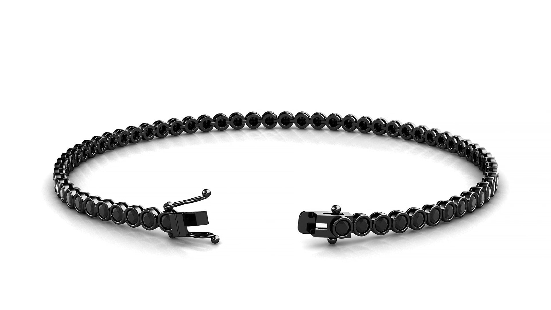 Avila | 18k Black Gold 2 mm Round Natural Black Diamond 17 cm Tennis Bracelet