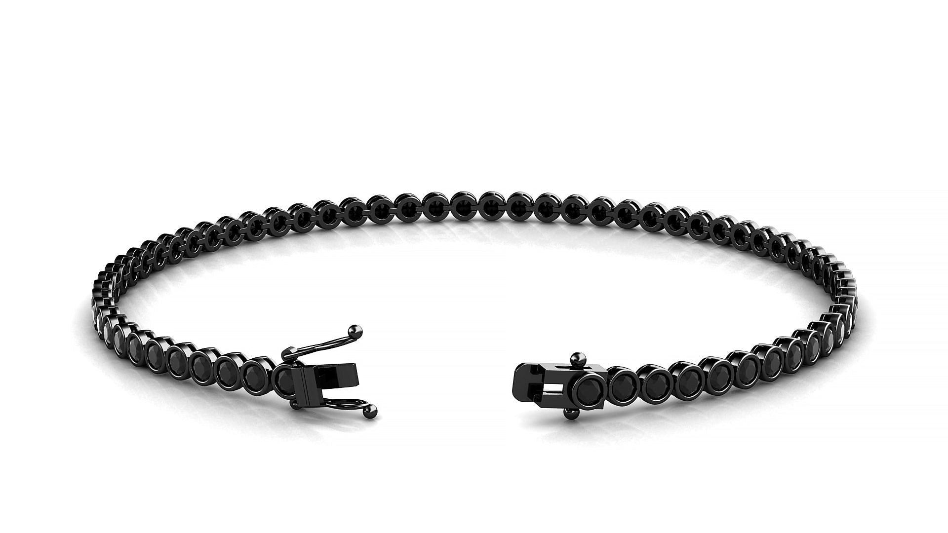 Avila | 18k Black Gold 2 mm Round Natural Black Diamond Tennis Bracelet