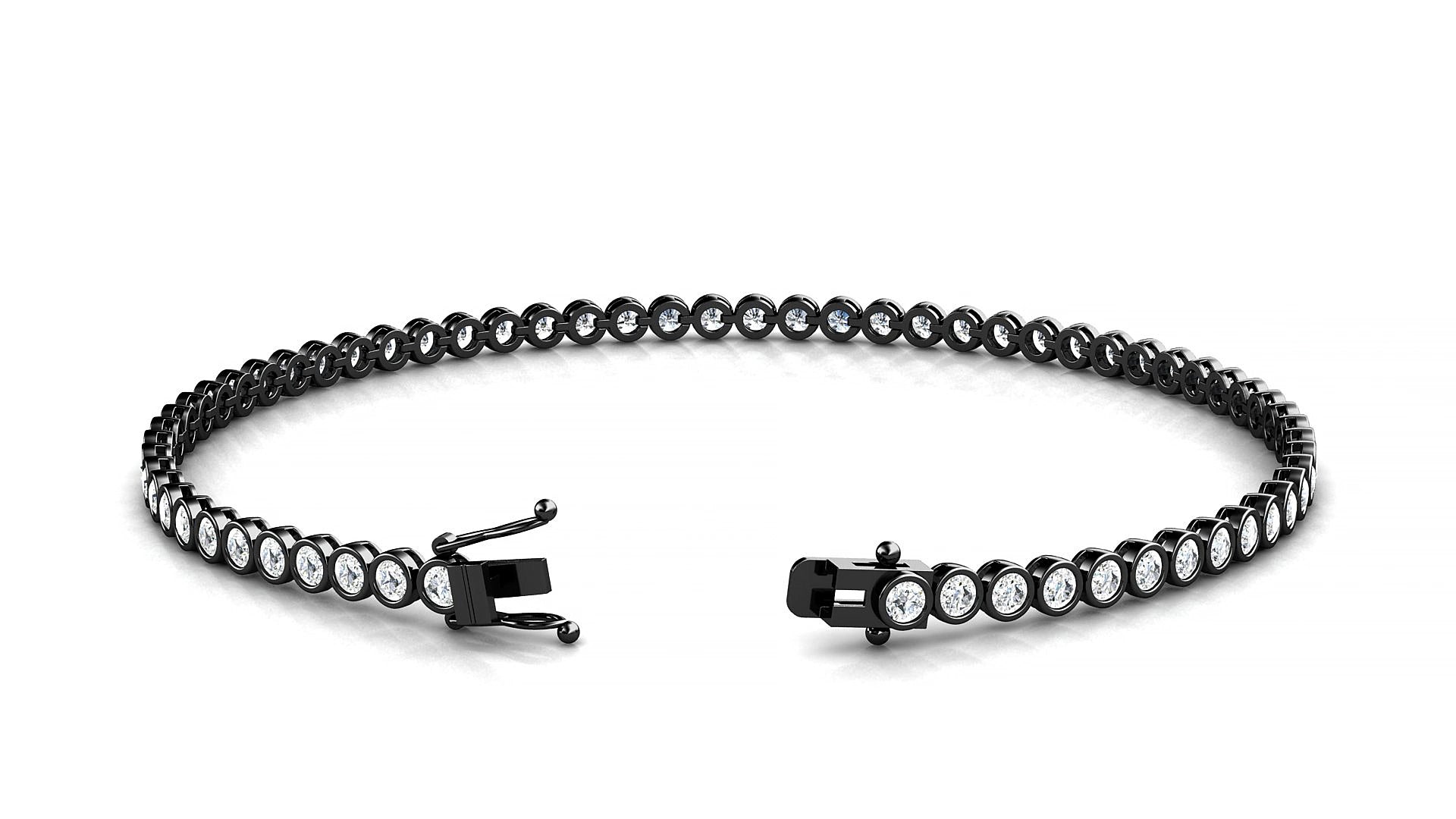 Avila | 18k Black Gold 2 mm Round Natural Diamond 19 cm Tennis Bracelet