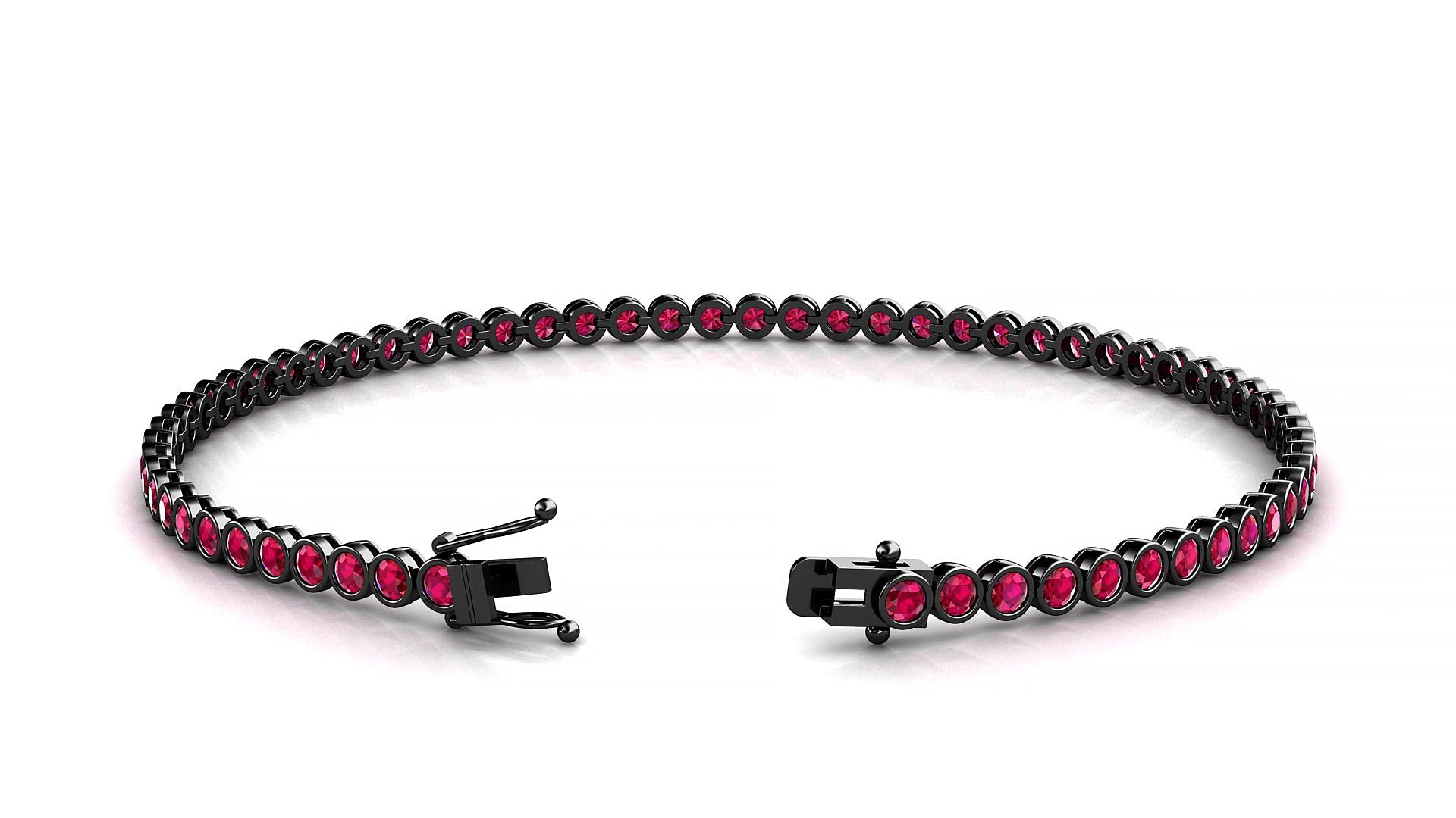 Avila | 18k Black Gold 2 mm Round Natural Ruby 15 cm Tennis Bracelet
