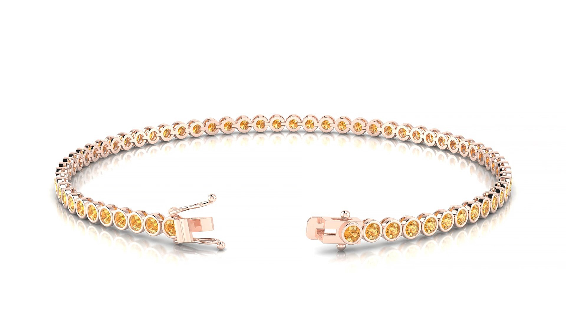 Avila | 18k Rose Gold 2 mm Round Natural Citrine 18 cm Tennis Bracelet