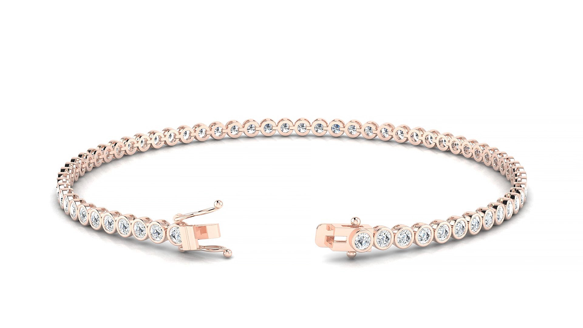 Avila | 18k Rose Gold 2 mm Round Natural Diamond 17 cm Tennis Bracelet