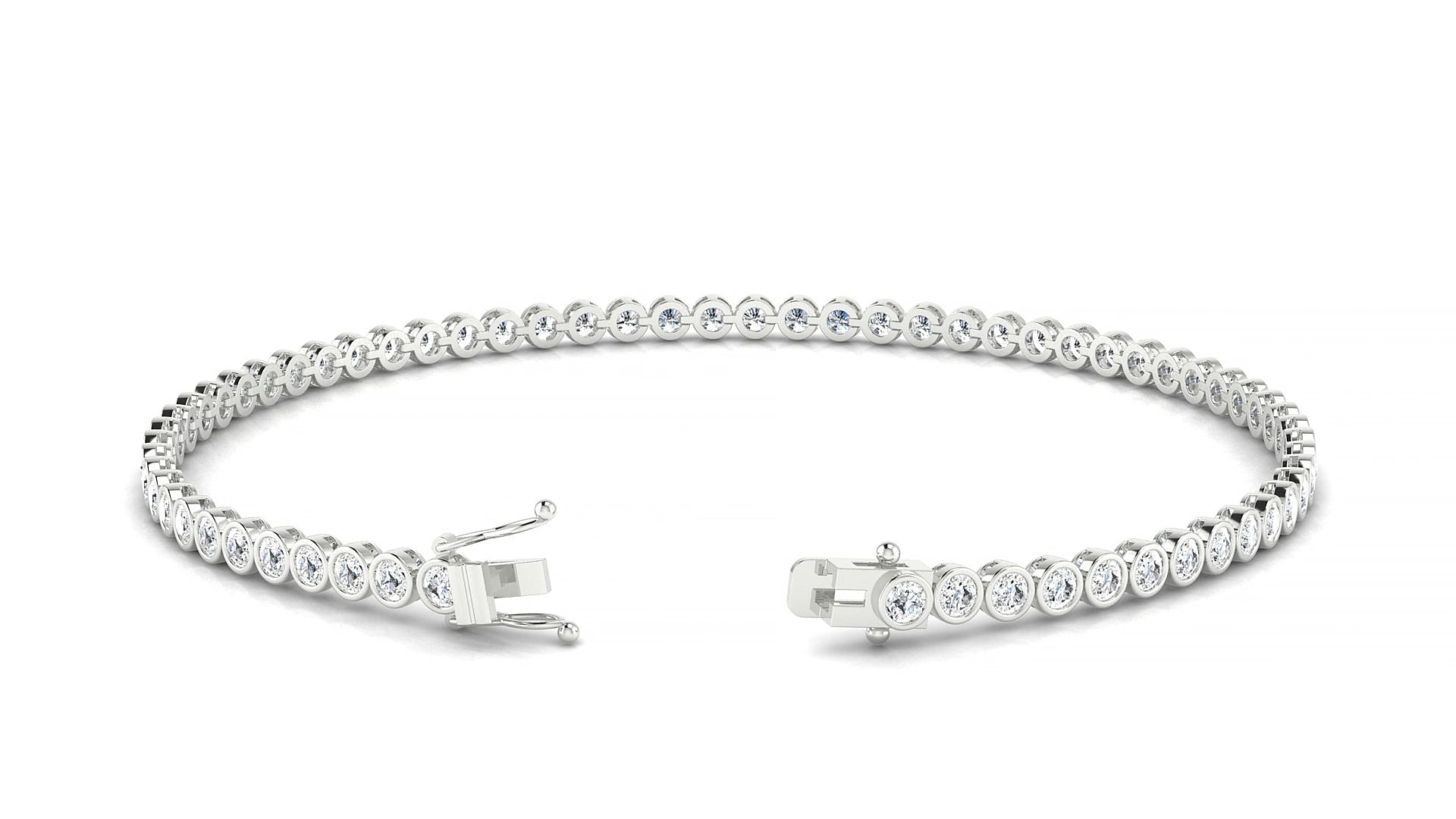 Avila | 18k White Gold 2 mm Round Lab-Grown Diamond 15 cm Tennis Bracelet