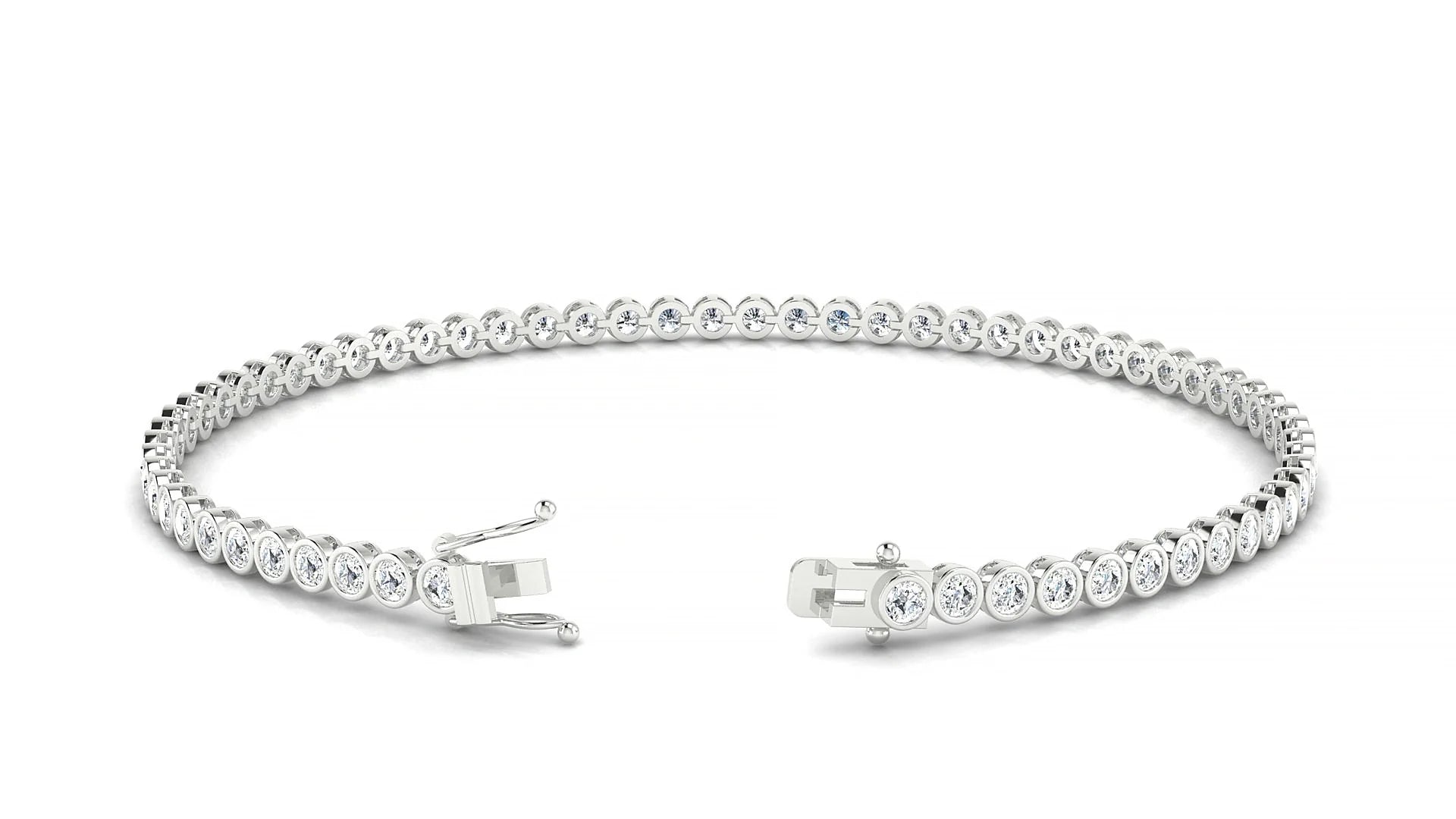 Avila | 18k White Gold 2 mm Round Lab-Grown Diamond 18 cm Tennis Bracelet