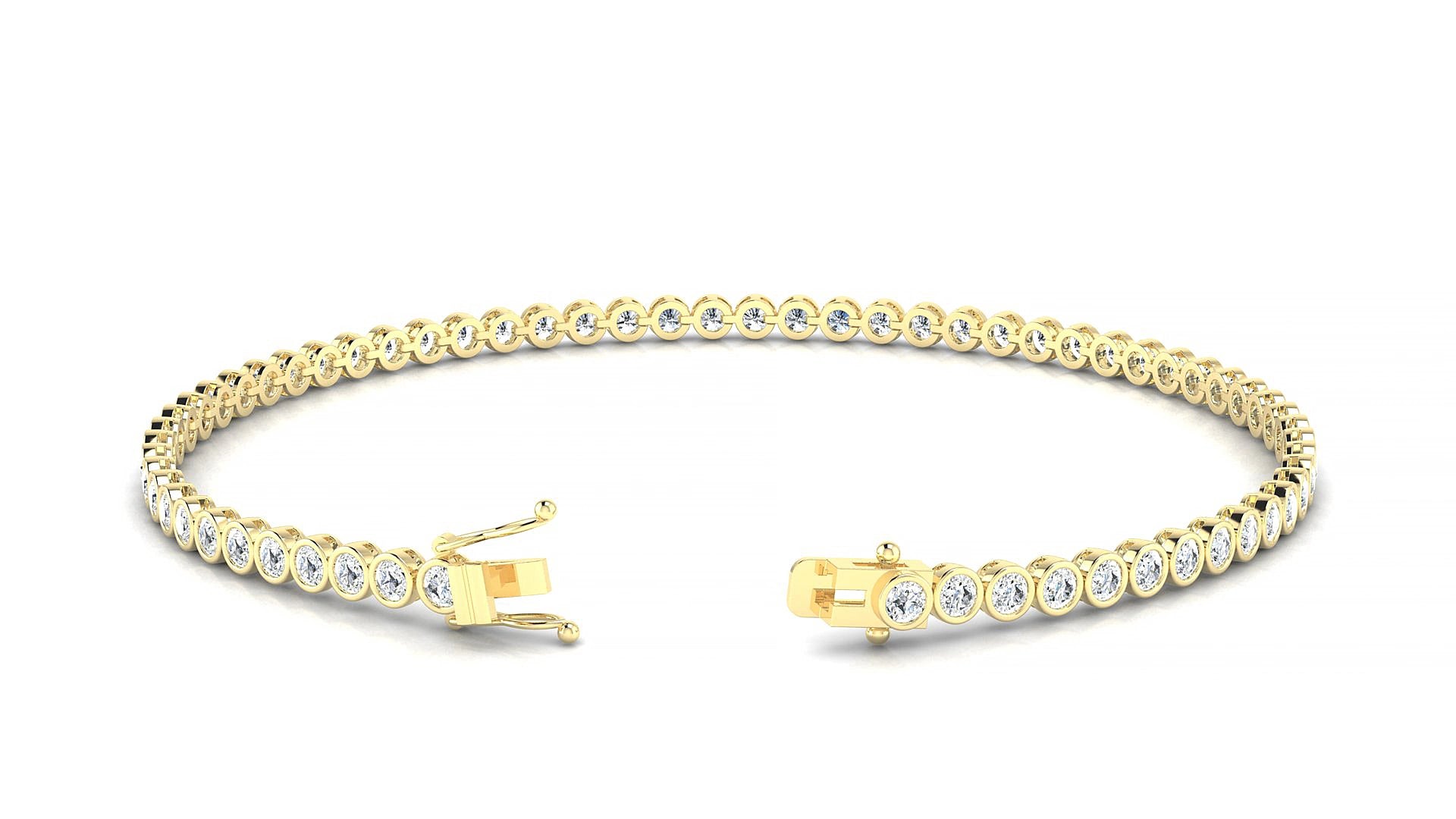 Avila | 18k Yellow Gold 2 mm Round Lab-Grown Diamond 16 cm Tennis Bracelet