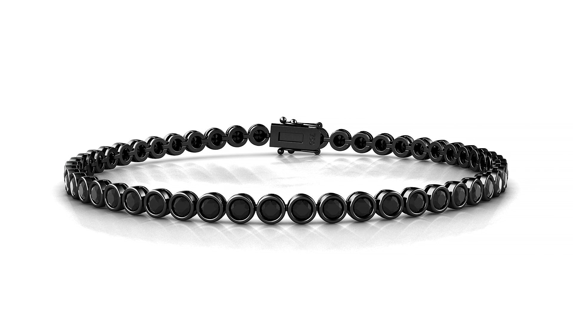 Avila | 18k Black Gold 2.5 mm Round Natural Black Diamond 20 cm Tennis Bracelet