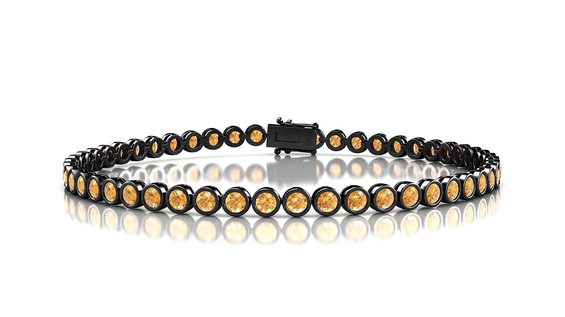 Avila | 18k Black Gold 2.5 mm Round Natural Citrine 18 cm Tennis Bracelet