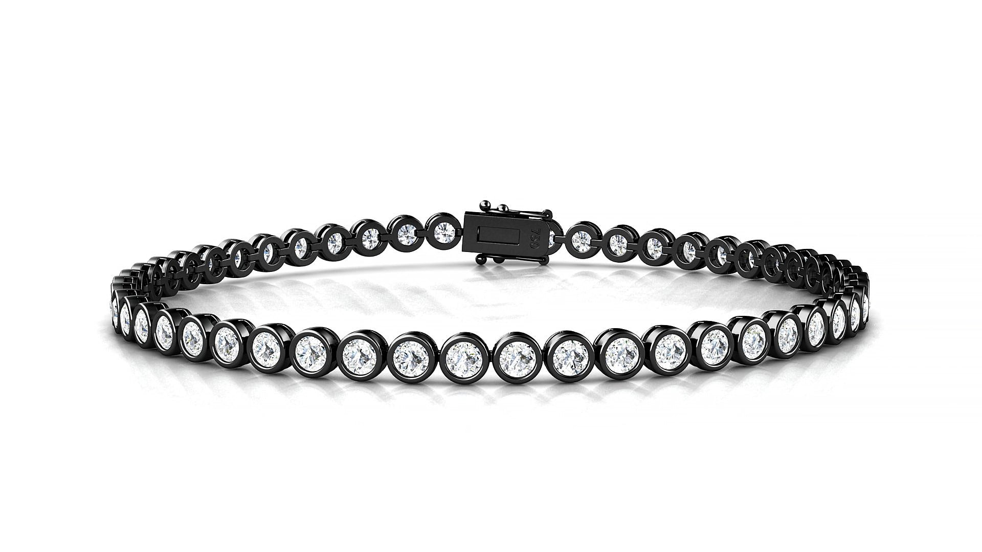 Avila | 18k Black Gold 2.5 mm Round Natural Diamond 15 cm Tennis Bracelet