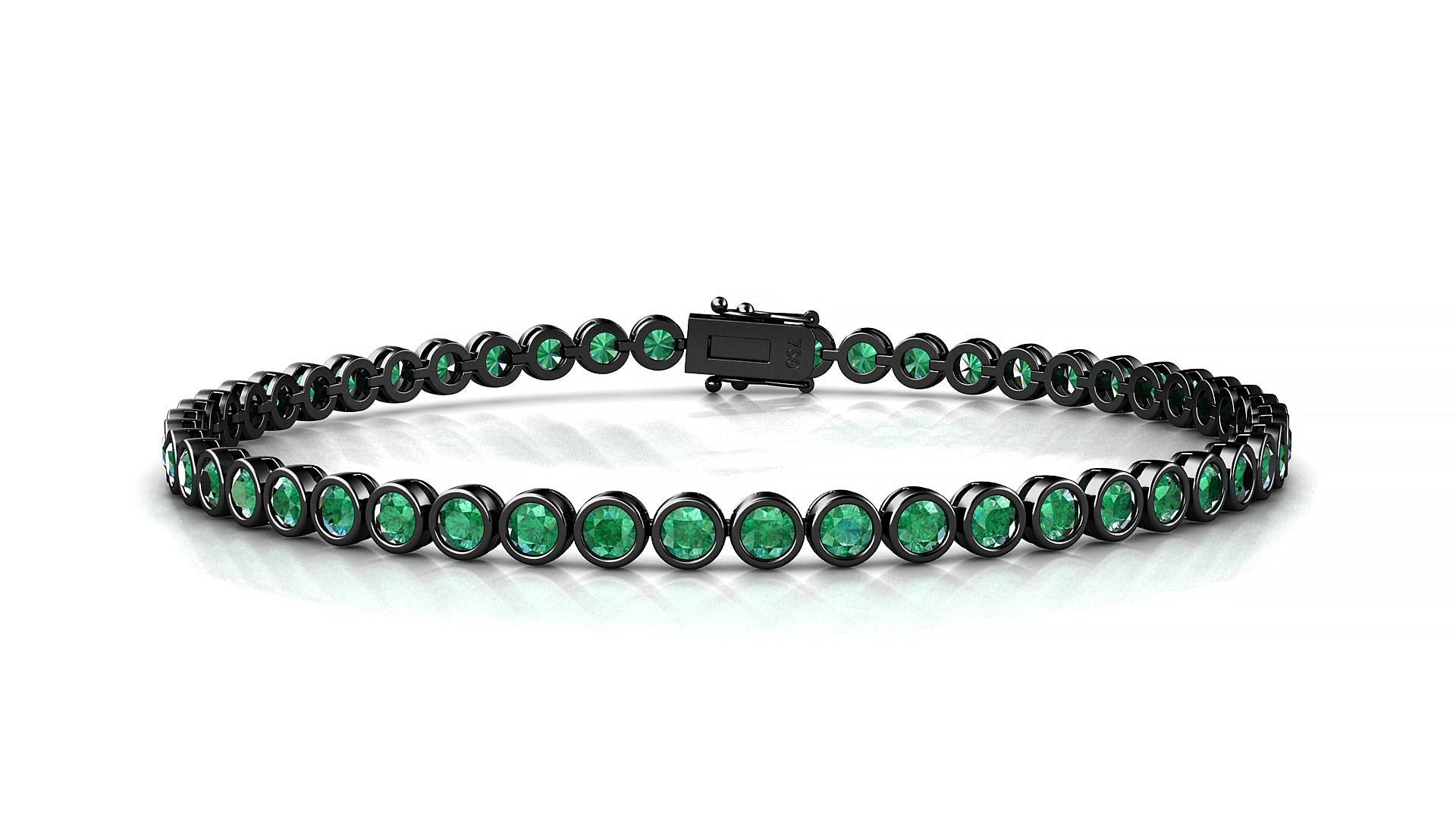 Avila | 18k Black Gold 2.5 mm Round Natural Emerald Tennis Bracelet