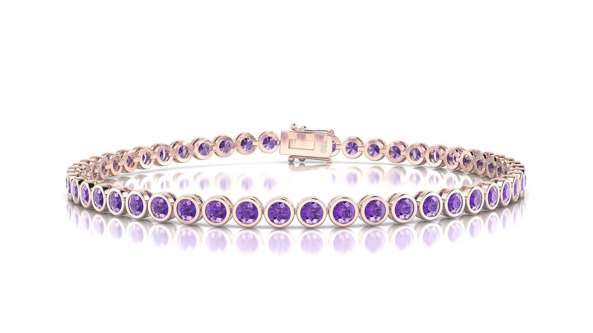 Avila | 18k Rose Gold 2.5 mm Round Natural Amethyst Tennis Bracelet