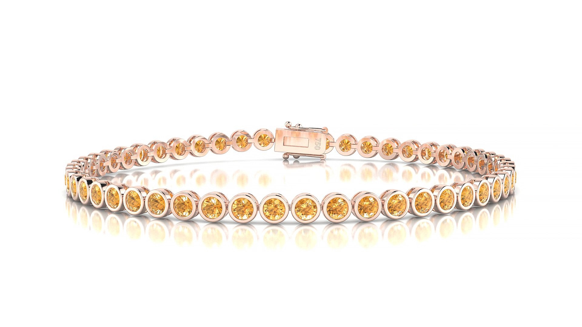 Avila | 18k Rose Gold 2.5 mm Round Natural Citrine 15 cm Tennis Bracelet