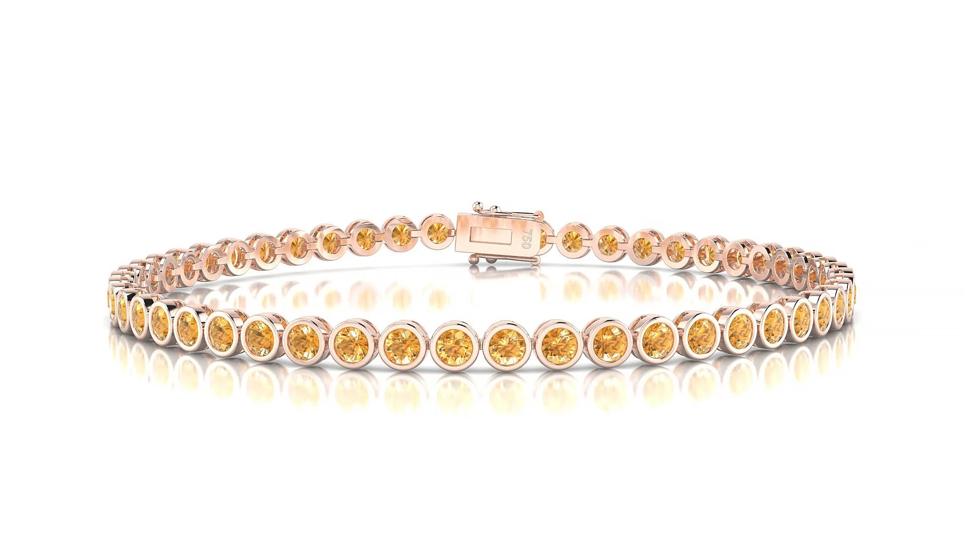 Avila | 18k Rose Gold 2.5 mm Round Natural Citrine Tennis Bracelet