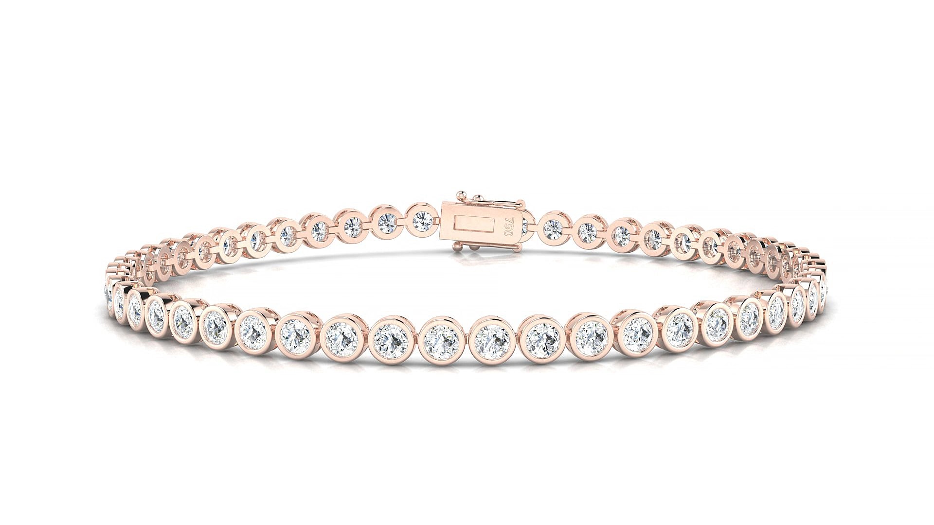Avila | 18k Rose Gold 2.5 mm Round Natural Diamond 20 cm Tennis Bracelet