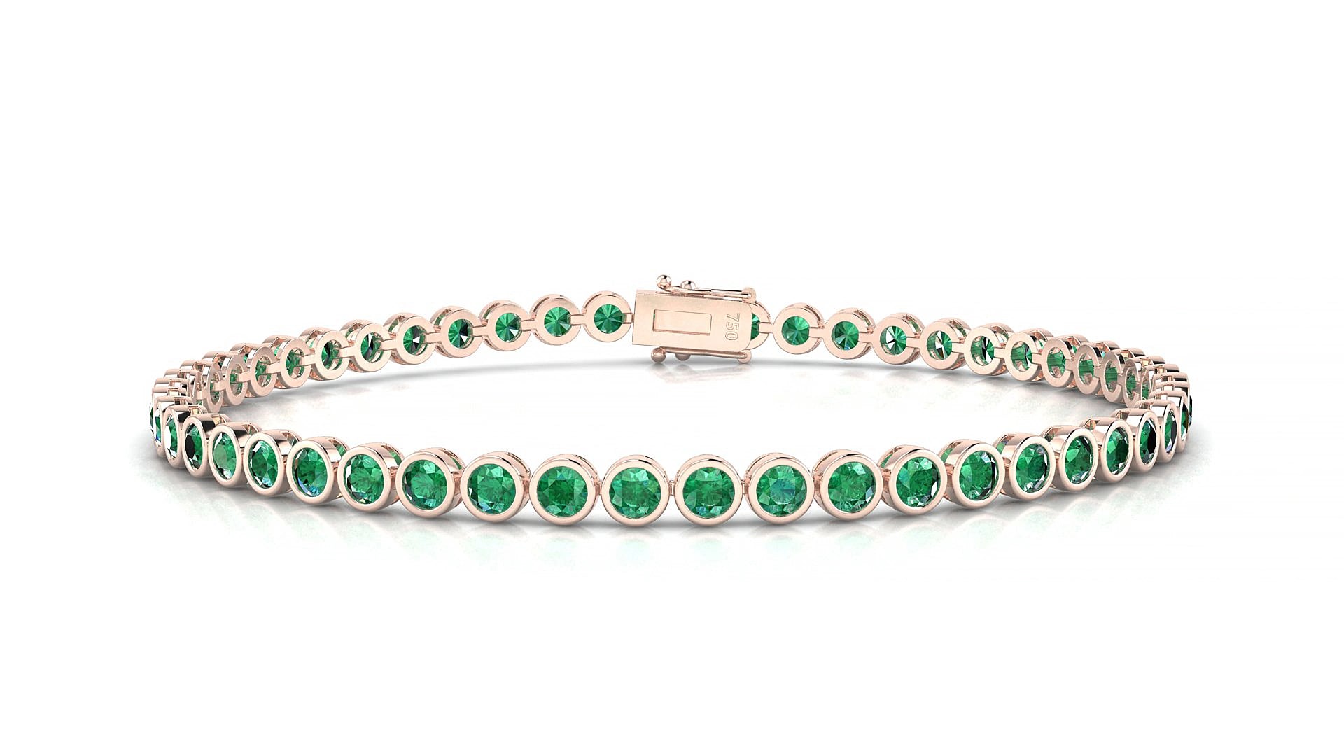 Avila | 18k Rose Gold 2.5 mm Round Natural Emerald 15 cm Tennis Bracelet