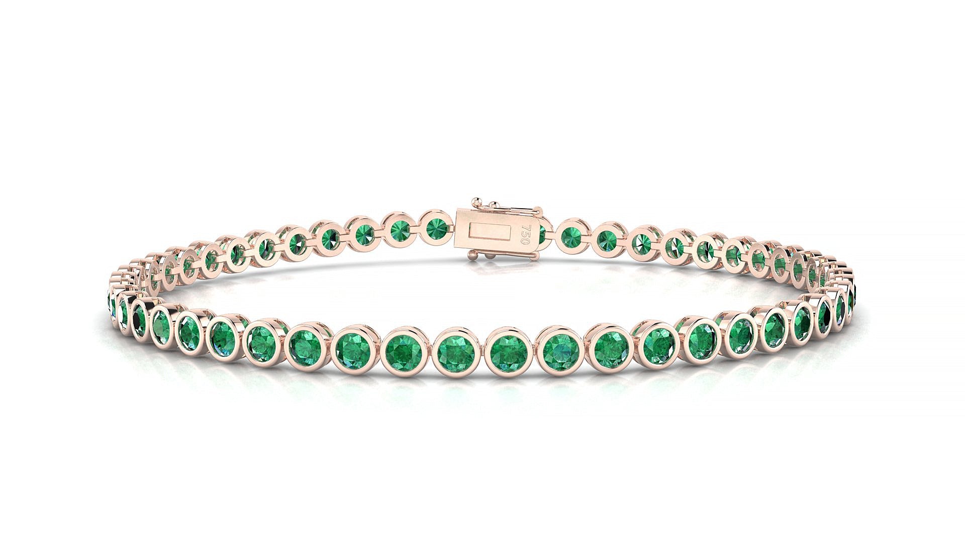 Avila | 18k Rose Gold 2.5 mm Round Natural Emerald Tennis Bracelet