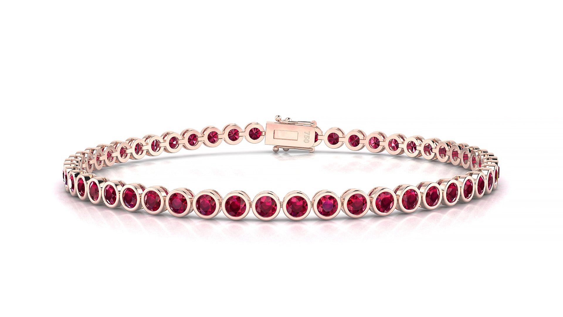 Avila | 18k Rose Gold 2.5 mm Round Natural Ruby 19 cm Tennis Bracelet