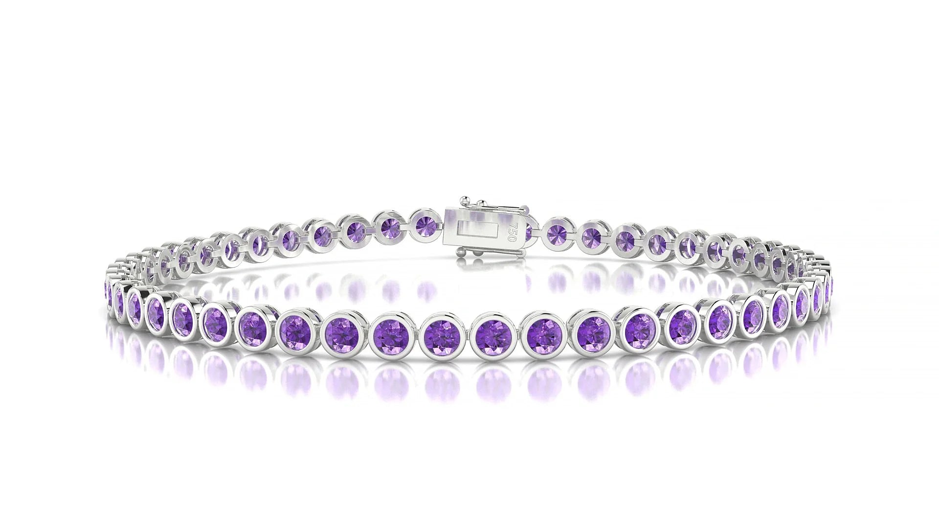 Avila | 18k White Gold 2.5 mm Round Natural Amethyst Tennis Bracelet