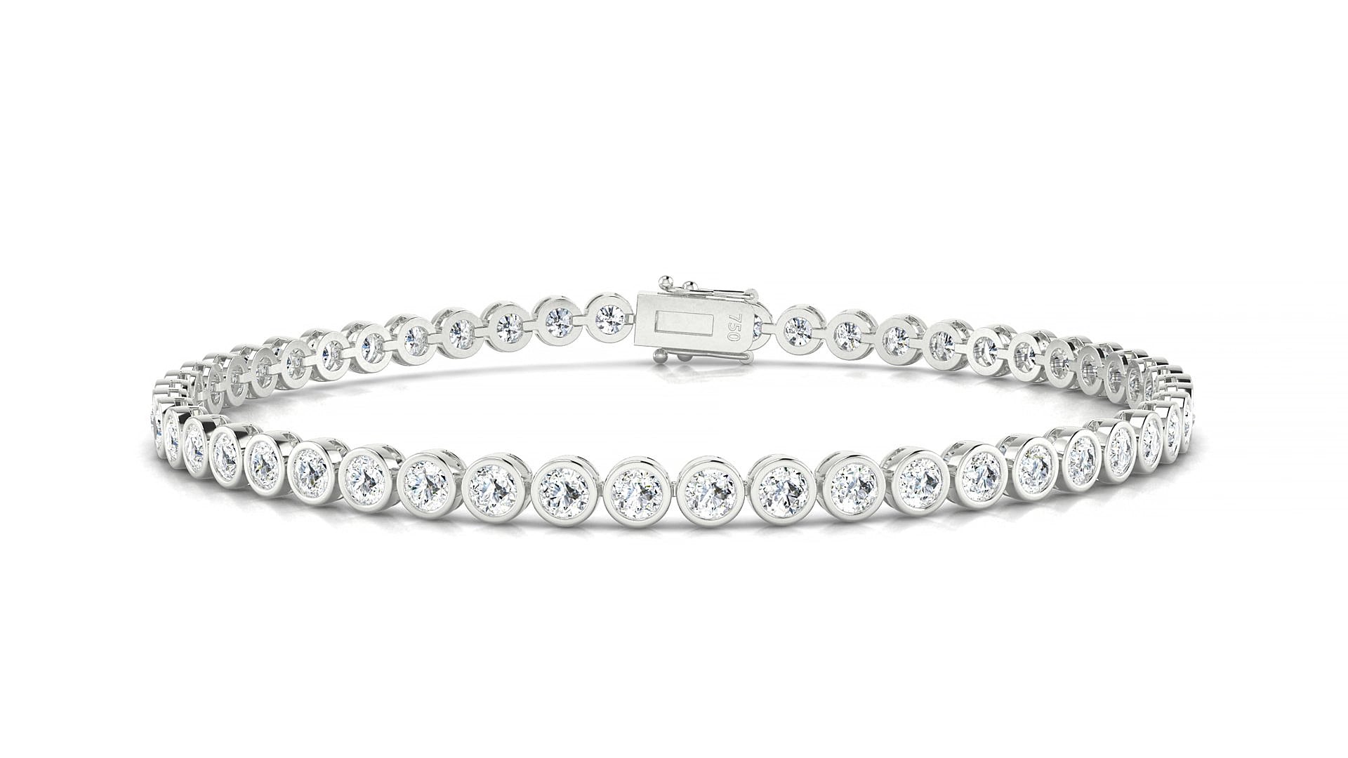 Avila | 18k White Gold 2.5 mm Round Natural Diamond 15 cm Tennis Bracelet