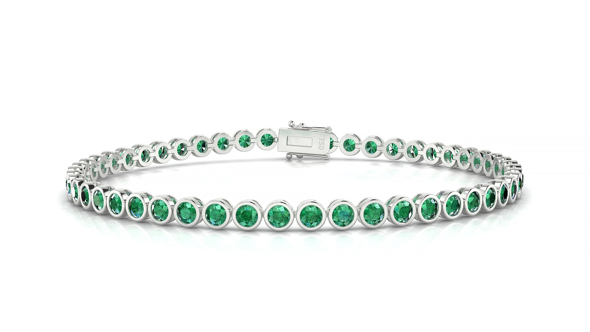 Avila | 18k White Gold 2.5 mm Round Natural Emerald Tennis Bracelet