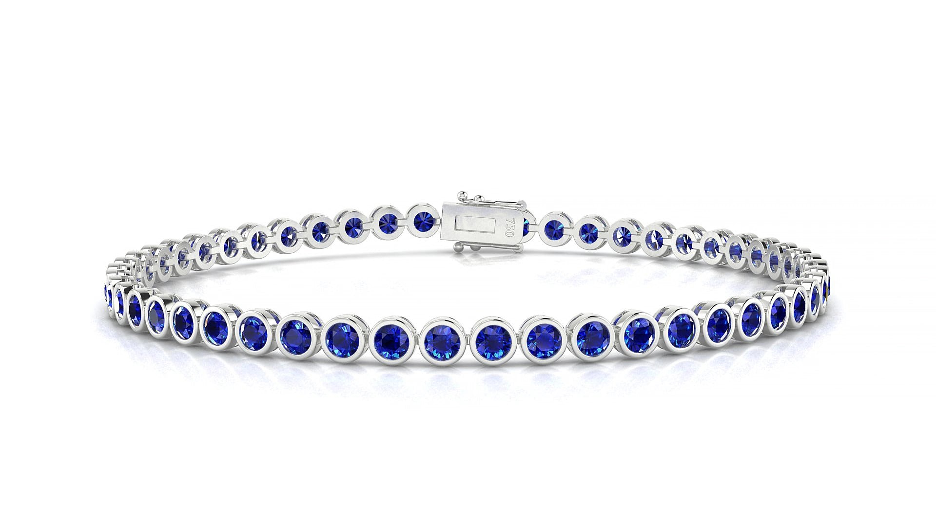 Avila | 18k White Gold 2.5 mm Round Natural Sapphire 19 cm Tennis Bracelet