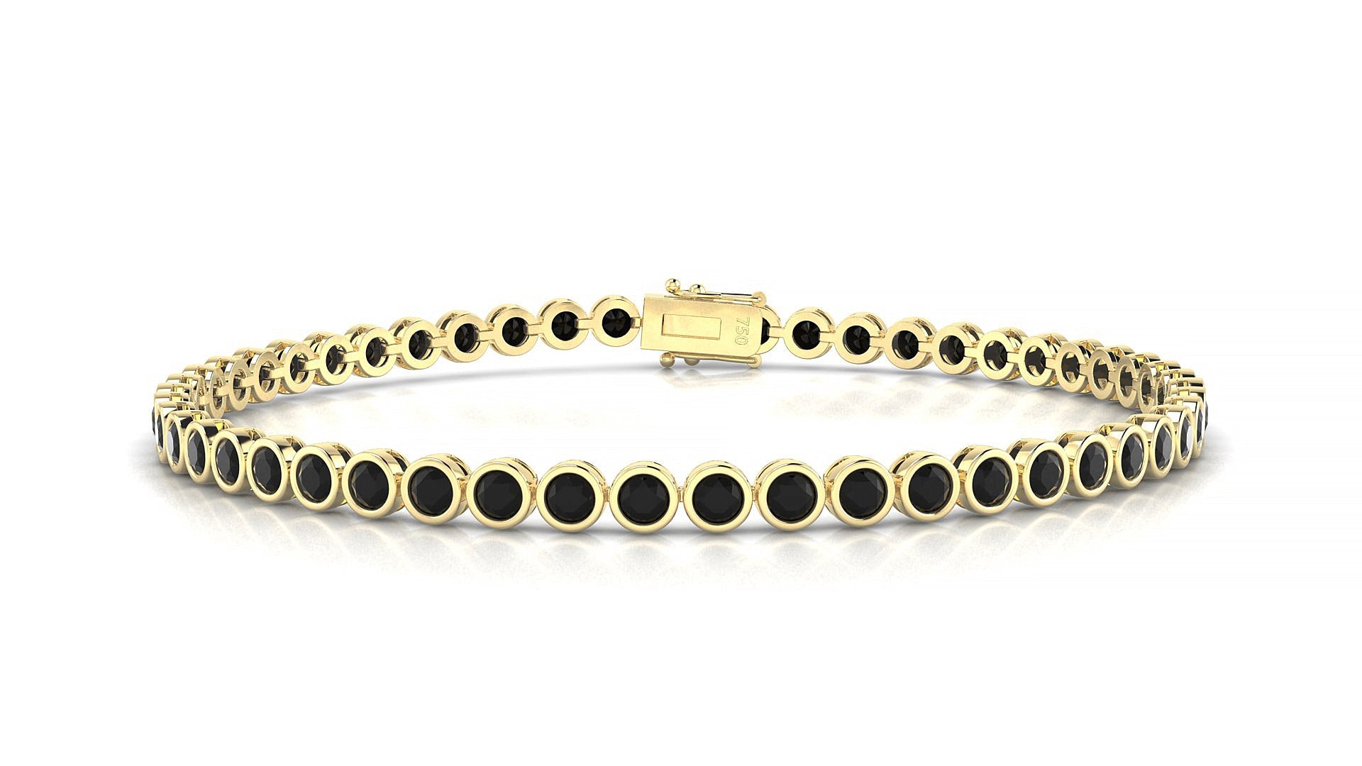 Avila | 18k Yellow Gold 2.5 mm Round Natural Black Diamond Tennis Bracelet