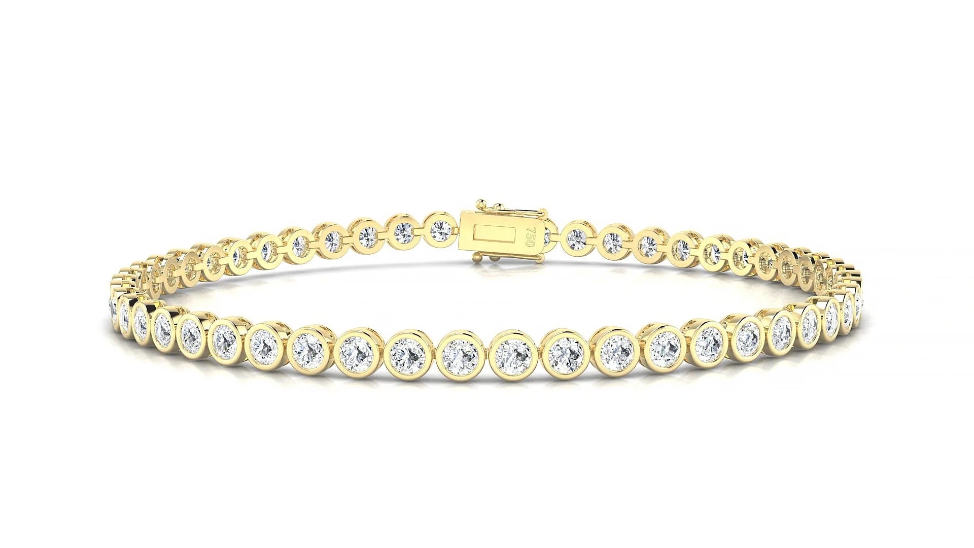 Avila | 18k Yellow Gold 2.5 mm Round Lab-Grown Diamond 18 cm Tennis Bracelet
